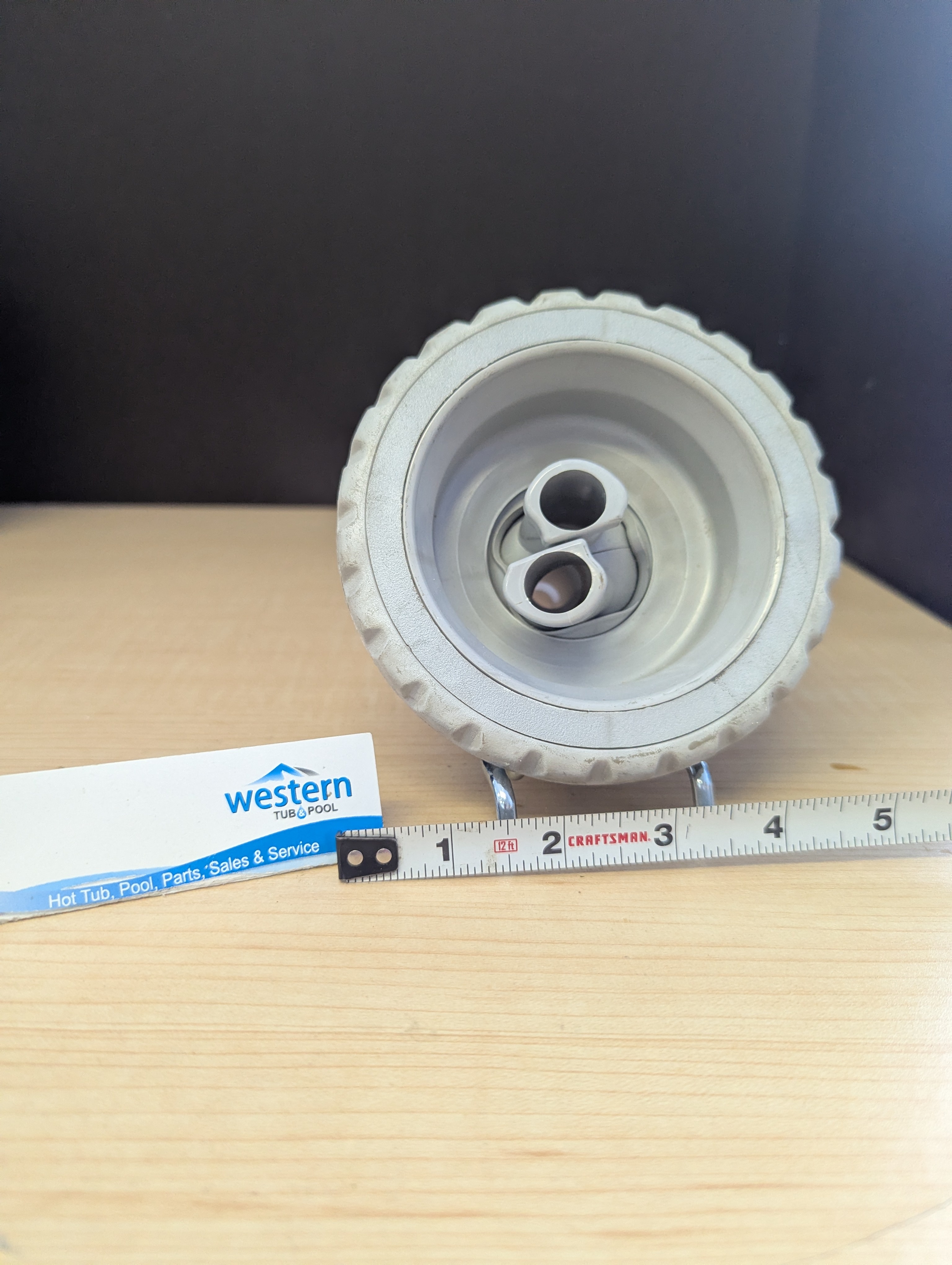 1000009181.jpg The perfect upgrade for your spa Is your hot tub experience lacking the power it used to have? A broken or outdated jet can ruin the relaxation you deserve. Introducing the ultimate solution for Beachcomber owners: the Recycled Grey Gear Style Extra Large Twin Roto Directional Clip In Replacement Jet. Designed specifically as a Beachcomber jet insert, this part combines robust durability with high-performance hydrotherapy. Whether you are replacing a worn-out part or upgrading your current setup, this recycled jet offers a precise fit and a revitalized massage experience. Why choose this replacement jet? Double the relaxation with Twin Roto technology This recycled jet features a twin roto design that spins to create a pulsating, dual-stream massage that you allows you to target specific muscle groups to melt away tension effectively. Seamless Grey Gear Style fit Aesthetics matter, even underwater. The grey gear style with an extra large face ensures that your new jet matches the modern, sleek look of your existing Beachcomber setup. It blends perfectly with your spa's interior for a polished finish. Easy Clip In installation No need to call a technician. This unit features a simple clip in mechanism, making it effortless to swap out your old jets. You can get back to enjoying your hot tub in minutes. recycled from older beachcomber hot tubs Built by waterways described as a massage jet " snap " in style While there may be minor wear and discoloration due to the product being recycled, rest assured that all our jets are in good condition with durable snap-in clips. ***Please note that the availability of this recycled part may vary based on stock. We strive to keep our inventory freshly rotated, so you can always find what you need. If this product is out of stock, please add it to your wish list to be notified when new stock arrives. By properly maintaining your hot tub, you can ensure that it stays in top condition and provides you with a relaxing and enjoyable experience every time you use it. And by choosing recycled replacement parts, you can also do your part in promoting sustainability and reducing waste. Don't let a broken jet interrupt your relaxation. Order your recycled Beachcomber replacement jet today and restore your hot tub to its full potential. Experience comfort, control, and style like never before! Call us: 1-855-248-0777