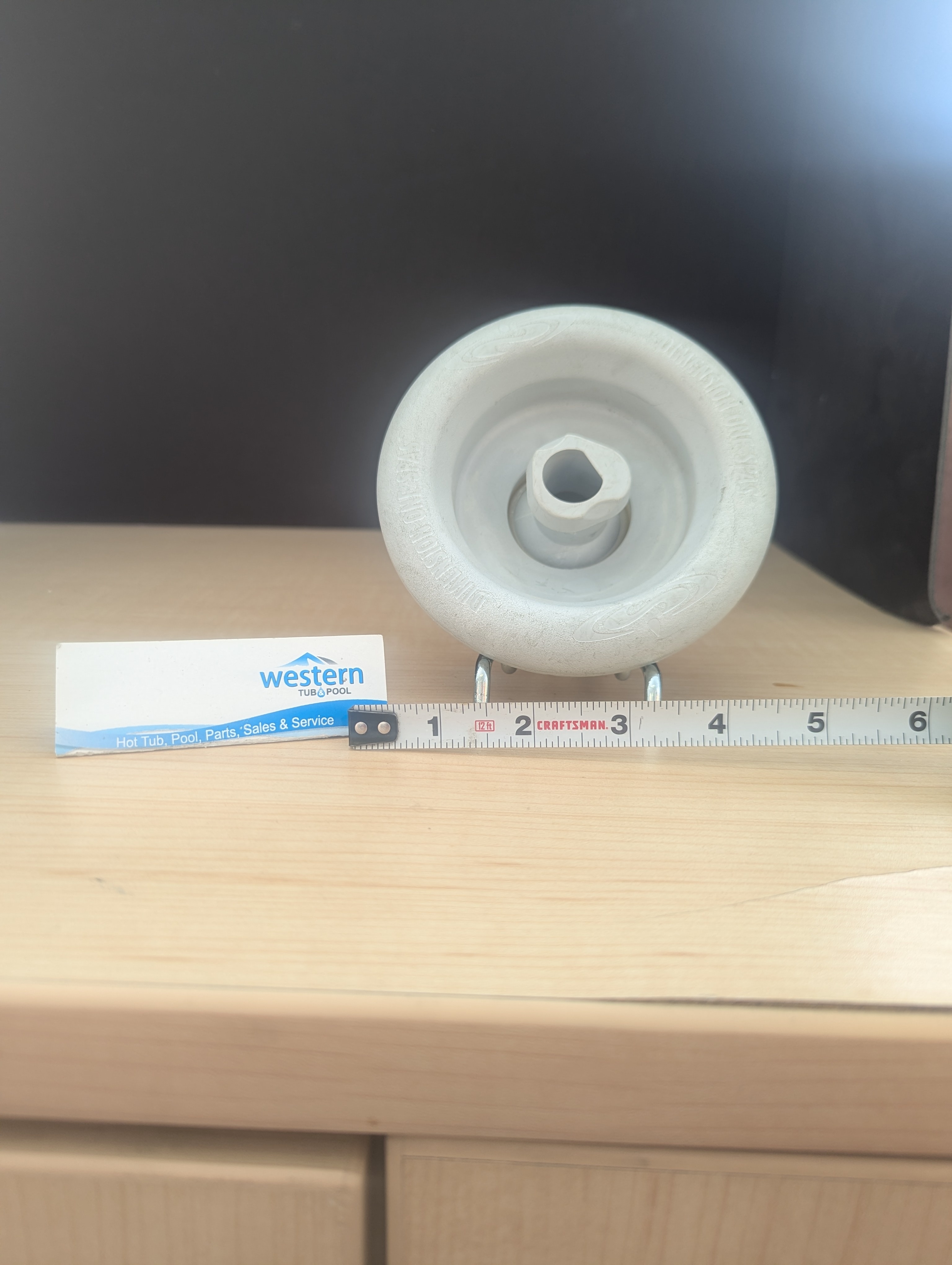 1000009207.jpg Upgrade Your Spa Experience Restore your hot tub's power and precision with the Dimension One Recycled Power Storm Directional Jet. This clip-in replacement part offers a seamless fit and a smooth grey finish, making your spa look and feel brand new. The Perfect Replacement for Your D1 Spa Is a broken or worn-out jet diminishing your relaxation time? This power storm directional jet is the ideal replacement for your Dimension One spa. Engineered for performance and durability, this recycled jet insert restores powerful, targeted water flow exactly where you need it. The simple clip-in design allows for quick, hassle-free installation, so you can get back to enjoying your spa in minutes. Key Features: Effortless Clip-In Installation: Replace your old jet easily without needing special tools. Adjustable Water Flow: The directional design lets you customize your hydrotherapy massage. Sleek Modern Look: The smooth grey face seamlessly blends with your spa's interior. Refresh Your Hot Tub Today Don't let a faulty jet keep you from the ultimate relaxation. Order your Dimension One replacement jet now and bring your spa back to life. recycled from older D1 hot tubs While there may be minor wear and discoloration due to the product being recycled, rest assured that all our jets are in good condition with durable snap-in clips. ***Please note that the availability of this recycled part may vary based on stock. We strive to keep our inventory freshly rotated, so you can always find what you need. If this product is out of stock, please add it to your wish list to be notified when new stock arrives. By properly maintaining your hot tub, you can ensure that it stays in top condition and provides you with a relaxing and enjoyable experience every time you use it. And by choosing recycled replacement parts, you can also do your part in promoting sustainability and reducing waste. Call us today: 1-855-248-0777