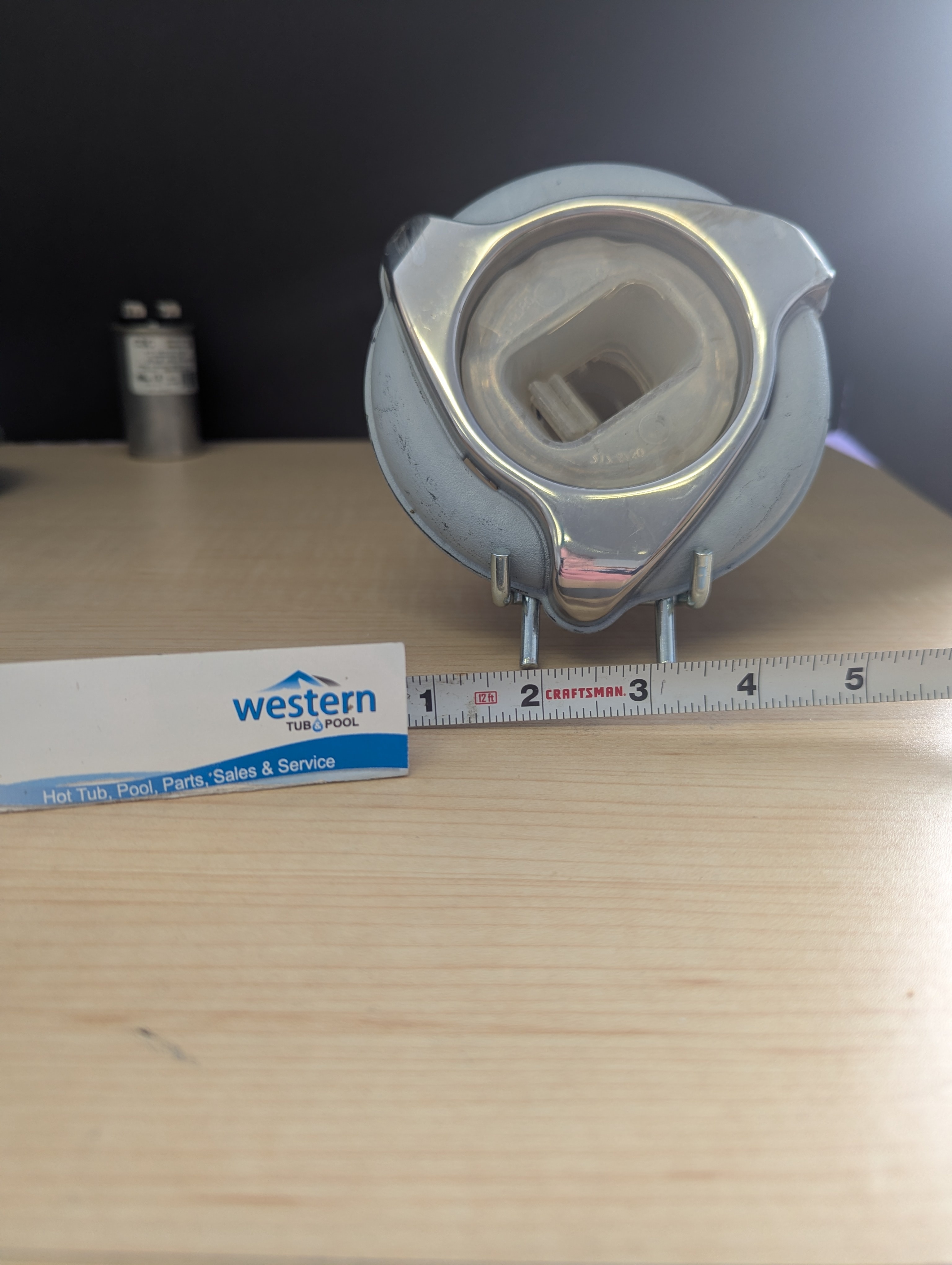 Recycled Dynasty Spas Replacement Power Storm Resonator LED Jet Insert with 5" Face  Upgrade Your Hot Tub Experience with genuine Recycled Dynasty Spa Accessories!  Our collection of premium jet inserts is designed to deliver the ultimate in relaxation and therapeutic relief. Featuring the Recycled Power Storm Jet insert with sleek black and stainless steel trim, these jets provide an exceptional combination of durability and elegance. Engineered for powerful yet smooth water flow, they target key muscle groups, easing tension and soothing soreness after a long day. The easy-to-install clip-in design ensures a secure fit, so you can upgrade your spa effortlessly. Paired with high-quality materials that resist wear and tear, these jet inserts are built to last, ensuring your spa remains in peak condition for years to come. Add a touch of luxury with integrated LED lighting to make your spa sessions truly unforgettable.   Don't settle for less—choose top-tier components designed for comfort, performance, and style. Shop now and elevate your spa time to the ultimate level of relaxation!  Recycled from older Dynasty hot tub. This jet was originally black and stainless steel, however has faded due to age.   ***While there may be minor wear and discoloration due to the product being recycled, rest assured that all our jets are in good condition with durable snap-in clips.  ***Please note that the availability of this recycled part may vary based on stock. We strive to keep our inventory freshly rotated, so you can always find what you need. If this product is out of stock, please add it to your wish list to be notified when new stock arrives.     Call us today: 1-855-248-0777