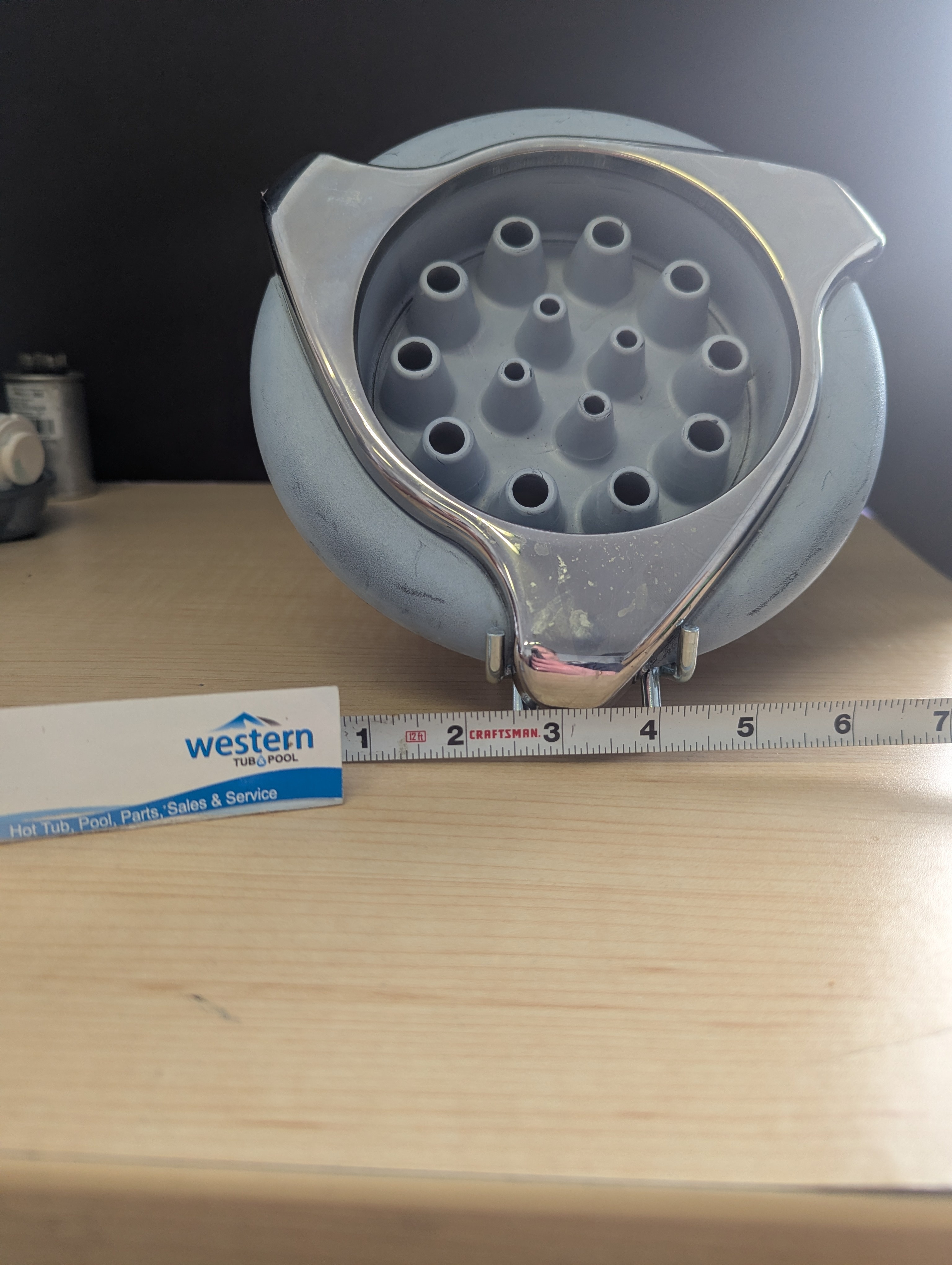 12966.jpg Recycled Dynasty Spas Master Massage Threaded Jet with Large 7.5" Face Upgrade Your Spa Experience & transform your hot tub with the powerful genuine recycled Dynasty Replacement Master Massage Threaded Jet. Designed for ultimate relaxation, this jet delivers a superior massage that melts away tension and soothes tired muscles. The Ultimate Master Massage Jet Experience the difference a premium jet can make. This recycled replacement part is specifically designed for Dynasty spas, ensuring a perfect fit and optimal performance. Its impressive 7.5-inch face provides broad, powerful water flow, while the sleek black and stainless steel trim adds a touch of modern style to your spa. The threaded style makes installation straightforward, so you can get back to relaxing sooner. Powerful Master Massage: Delivers a robust, targeted hydrotherapy experience. Expansive 7.5" Face: Offers wide water coverage for maximum muscle relief. Simple Threaded Installation: Screws in easily for a secure, leak-free fit. Stylish Black/SS Trim: Upgrades the look of your hot tub with a modern finish. Ready for a Better Soak? Don't let a broken or weak jet diminish your relaxation time. Restore your Dynasty spa to its full glory with a genuine replacement Master Massage jet. Recycled from older Dynasty hot tub. This jet was originally black and stainless steel, however has faded due to age. ***While there may be minor wear and discoloration due to the product being recycled, rest assured that all our jets are in good condition with durable snap-in clips. ***Please note that the availability of this recycled part may vary based on stock. We strive to keep our inventory freshly rotated, so you can always find what you need. If this product is out of stock, please add it to your wish list to be notified when new stock arrives. Call us today: 1-855-248-0777