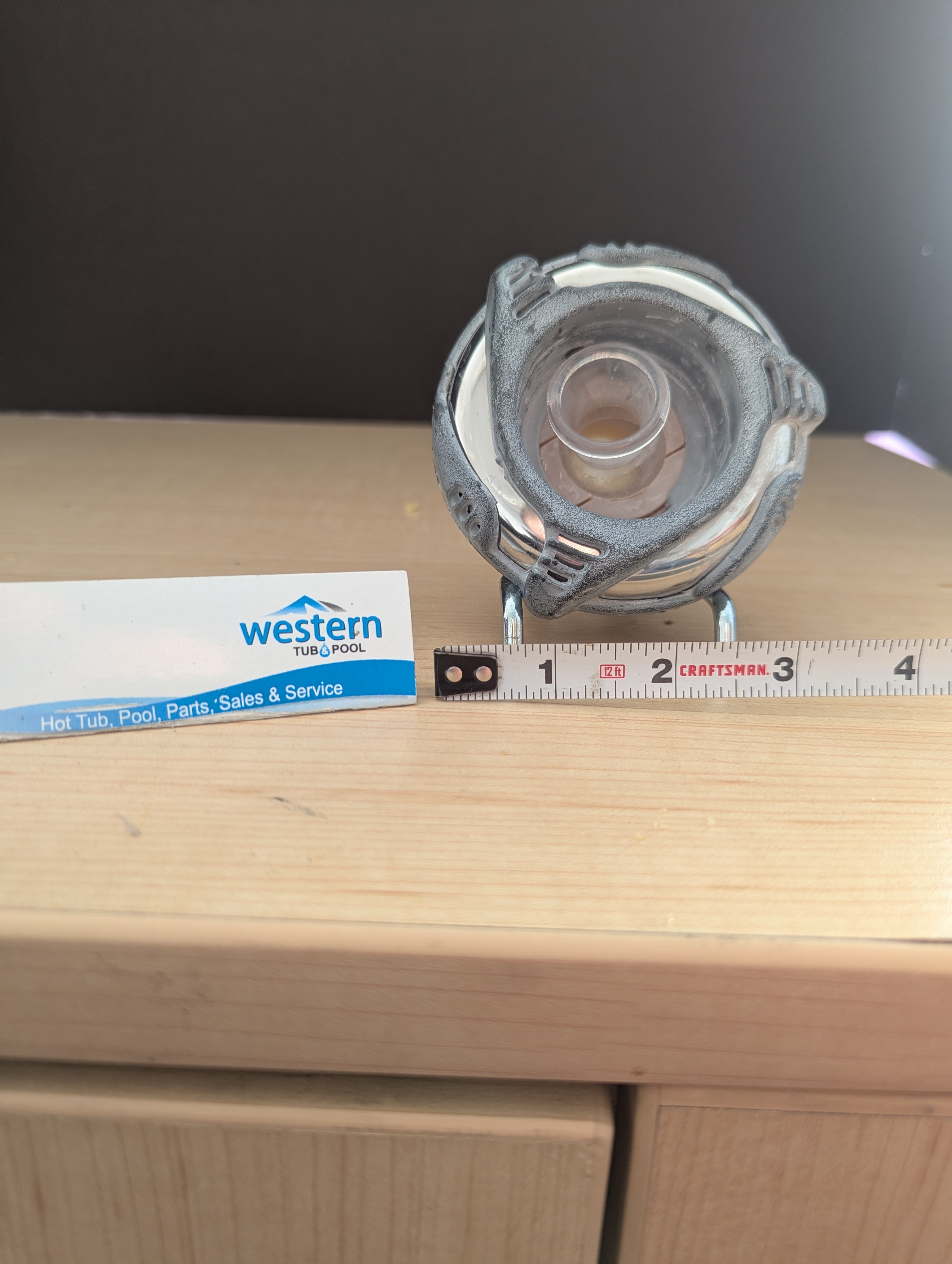 Recycled Dynasty LED Poly Storm Directional Threaded Jet Insert with sleek 3.5" face   Upgrade Your Spa for Less with Recycled Parts Revitalize your Dynasty Spa experience without the premium price tag. The Recycled Poly Storm Directional LED Jet Insert offers the perfect blend of performance, sustainability, and savings.  Performance Meets Sustainability Why pay full price for brand new parts when you can get the same high-quality performance for a fraction of the cost? Our recycled jet inserts are inspected, cleaned, and ready to deliver the soothing hydrotherapy you love.  Product Highlights Perfect Fit for Dynasty Spas Designed specifically for Dynasty Spas, this 3.5-inch face jet ensures a seamless replacement.  Adjustable Hydrotherapy The directional nozzle allows you to target specific muscle groups, giving you full control over your relaxation experience.  Illuminating Design This jet is LED-ready, featuring a clear backing that allows your spa's lighting system to shine through, adding ambiance to every soak.  Specifications at a Glance Type: Poly Storm Directional Jet Face Size: 3.5-inch diameter Connection: Threaded Feature: LED Compatible Original Color: Black / Stainless Steel Condition: Recycled / Pre-Owned (Thoroughly Inspected) Restore Your Relaxation Today Don't let a broken jet ruin your soak. Get your Recycled Dynasty Spa Poly Storm Directional LED Jet Insert now and get back to enjoying your hot tub.     Recycled from older Dynasty hot tub. This jet was originally black and stainless steel, however has faded due to age.   ***While there may be minor wear and discoloration due to the product being recycled, rest assured that all our jets are in good condition.  ***Please note that the availability of this recycled part may vary based on stock. We strive to keep our inventory freshly rotated, so you can always find what you need. If this product is out of stock, please add it to your wish list to be notified when new stock arrives.   Call us today: 1-855-248-0777