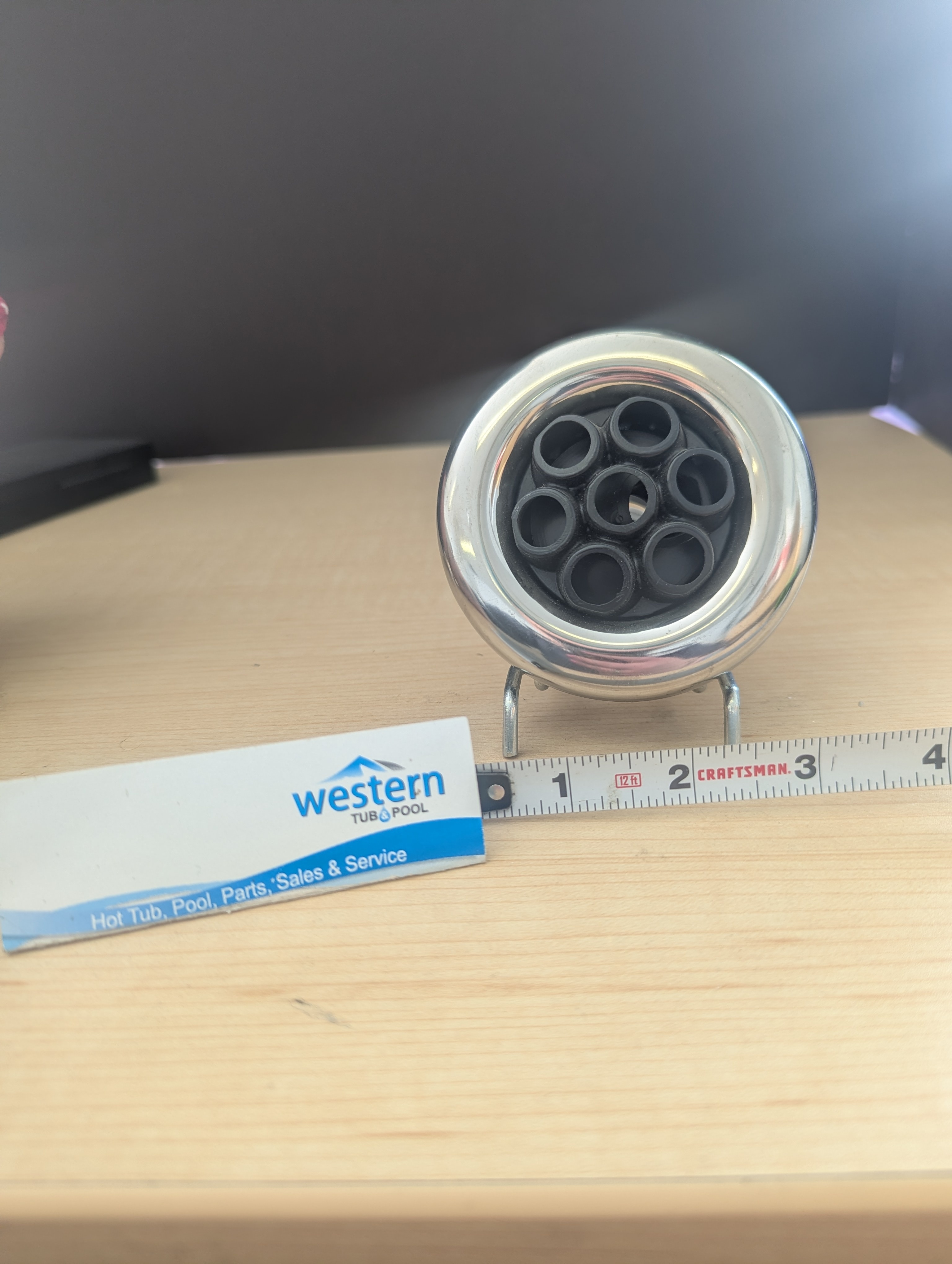 Introducing the Massage Poly Storm Jet - Stainless by Waterway, the must-have accessory for your hot tub that's here to make waves in your relaxation routine!   Get ready to turn your hot tub into a spa oasis with this clip in jet. Crafted with precision and durability in mind, this Stainless Steel wonder is designed to elevate your soaking experience to new heights.  Why settle for a run-of-the-mill hot tub when you can have a swirling vortex of relaxation at your fingertips? The Massage Poly Storm Jet creates a soothing, powerful massage sensation that'll have you feeling like you're floating on a cloud of bliss.  Easy to install and compatible with most hot tubs, this jet part is your ticket to hydrotherapy heaven. So, why wait? Dive into a world of aquatic luxury and let the Massage Poly Storm Jet - Stainless by Waterway take you on a whimsical water journey right in your backyard. Get ready to soak, unwind, and enjoy the bubbly good times!   Key Features:  Powerful Massage Action: The "poly storm" design delivers a vigorous, rotating massage that works deep into muscles to relieve tension and soreness. Sleek Black & Stainless Steel Trim: The modern black and stainless steel finish adds a touch of elegance to your spa, ensuring it looks as good as it feels. Simple Snap-In Installation: Featuring a sleek 3.5" stainless steel face, this jet is designed to snap directly into place, making installation quick and effortless. No special tools required. Durable and Long-Lasting: Built with high-quality materials, this jet is made to withstand the demands of regular spa use, providing reliable performance for years.  Get the perfect replacement jet for your Spa and enjoy a powerful, targeted massage. Order your Replacement Poly Storm Massage Jet Insert now.   [Call us today at 1-855-248-0777]