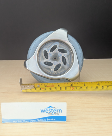 Recycled Dynasty Spas Poly Storm Multi-Massage LED Jet Insert with 5" Face    Enhance your spa experience with the Recycled Dynasty Spas Poly Storm Multi-Massage LED Jet Insert. Designed with a sleek 5-inch snap-in face, this full jet is enhanced by a rotating centrifuge that distributes the water through the 7 jet holes to provide a vigorous massage. Its durable construction ensures long-lasting performance, making it a perfect replacement or upgrade for your spa and the LED lights will turn your evening soak into a mesmerising light show. Easy to install, the snap-in design allows for a hassle-free setup, letting you enjoy a rejuvenating massage in no time. Ideal for targeting tension and promoting relaxation, this Recycled Poly Storm multi-massage LED Jet Insert is a must-have for any spa enthusiast.  With its versatile design, the Recycled Poly Storm Multi-Massage LED Jet Insert is compatible with a wide range of spa systems, ensuring you can upgrade your current setup without difficulty. This jet employs a centrifuge that pushes water through 7 jet holes to provide a vigorous massage creating a dynamic water flow that focuses on sore muscles and relieves built-up stress, providing a therapeutic spa experience from the comfort of your home. Whether you're looking to enhance your relaxation routine or elevate your spa's functionality, this recycled jet insert delivers exceptional performance and comfort.  Recycled from older Dynasty hot tub. This jet was originally black and stainless steel, however has faded due to age.   ***While there may be minor wear and discoloration due to the product being recycled, rest assured that all our jets are in good condition with durable snap-in clips.  ***Please note that the availability of this recycled part may vary based on stock. We strive to keep our inventory freshly rotated, so you can always find what you need. If this product is out of stock, please add it to your wish list to be notified when new stock arrives. 