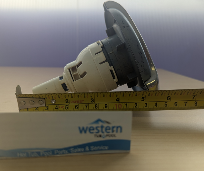 Recycled Dynasty Spas Power Storm Directional LED Jet Insert with 5" Face    Enhance your spa experience with the Recycled Dynasty Spas Power Storm Directional LED Jet Insert. Designed with a sleek 5-inch snap-in face, the jet can be adjusted to any direction to point a single, powerful stream of water towards a specific area, where you need it most. Its durable construction ensures long-lasting performance, making it a perfect replacement or upgrade for your spa and the LED lights will turn your evening soak into a mesmerising light show. Easy to install, the snap-in design allows for a hassle-free setup, letting you enjoy a rejuvenating massage in no time. Ideal for targeting tension and promoting relaxation, this Recycled Power Storm directional LED Jet Insert is a must-have for any spa enthusiast.  With its versatile design, the Recycled Power Storm Directional LED Jet Insert is compatible with a wide range of spa systems, ensuring you can upgrade your current setup without difficulty. The jet can be adjusted to point any direction, creating a dynamic water flow that focuses on sore muscles and relieves built-up stress, providing a therapeutic spa experience from the comfort of your home. Whether you're looking to enhance your relaxation routine or elevate your spa's functionality, this recycled jet insert delivers exceptional performance and comfort.  Recycled from older Dynasty hot tub. This jet was originally black and stainless steel, however has faded due to age.   ***While there may be minor wear and discoloration due to the product being recycled, rest assured that all our jets are in good condition with durable snap-in clips.  ***Please note that the availability of this recycled part may vary based on stock. We strive to keep our inventory freshly rotated, so you can always find what you need. If this product is out of stock, please add it to your wish list to be notified when new stock arrives. 