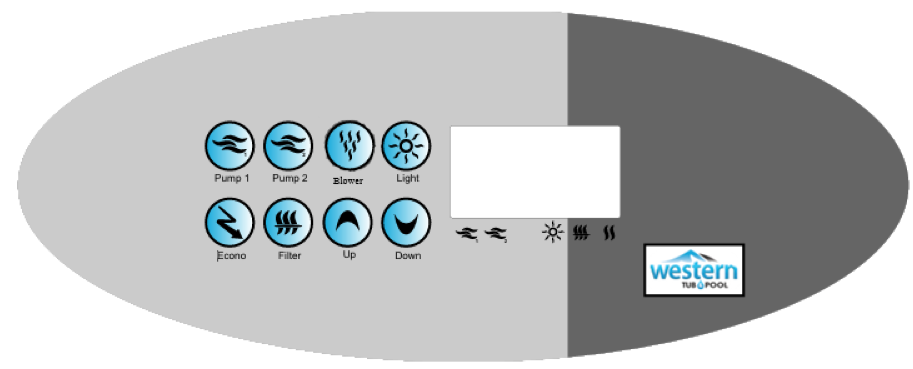 Replacement K-52 topside control overlay - 8 Button 2 Pump with Blower    Used in with in.xe systems  Protects the topside controller  Replace your worn , damaged overlay  Replacement topside control overlay. Upgrade your spa or hot tub with the K-52 Topside Control Overlay. Compatible with in.xe systems using the k-52 topside control , this replacement part adds a touch of sophistication and personalization to your spa experience.  But it's not just about aesthetics. The K-52 overlay serves an important function - protecting your topside controller from wear and tear. Over time, constant use and exposure to elements can cause damage to your original overlay, making it difficult to read or operate properly.  With the K-52 Topside Control Overlay, you can easily replace your worn or damaged part without having to replace the entire topside controller. This not only saves you time and money, but also ensures that your spa remains in top working condition.  The overlay is designed to fit perfectly on your existing topside control, ensuring a seamless transition and hassle-free installation process. Made from high-quality materials, it can withstand daily use and exposure to water and chemicals without deteriorating.  In addition to its durability, the K-52 overlay features an easy-to-read design with clear labels for each function. This makes it easier for users to navigate through the various settings and programs of their spa without any confusion.  Upgrade your spa experience with the K-52 Topside Control Overlay today. Not only will it enhance the functionality and aesthetics of your spa, but it will also provide you with peace of mind knowing that you have a reliable and durable control panel at your fingertips.  Looking for other accessories to improve your spa experience? Check out our range of hot tub covers, filters, and chemicals to keep your spa clean and well-maintained. We also offer a variety of spa steps and handrails to make getting in and out of your spa safe and easy.  At Western Tub and Pool we are committed to providing our customers with high-quality products that enhance their relaxation and enjoyment. Our team is dedicated to constantly innovating and improving our products, ensuring that every spa owner has the best experience possible. Upgrade your spa today!