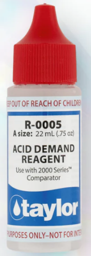 Acid Demand Reagent (for 2000 Series) - .75oz, Dropper Bottle The Acid Demand Reagent (ADR) is an essential component in the water testing process for pools and spas. It is specifically designed to work with the 2000 Series test kits, providing accurate results for monitoring and maintaining proper water chemistry. The main purpose of the Acid Demand Reagent is to determine the amount of acid needed to lower the pH level in pool or spa water. It works by measuring the alkalinity and calcium hardness levels, which directly affect the pH level. Once these levels are determined, the ADR will indicate how much acid should be added to bring the pH level into a safe and balanced range. Why Use ADR with 2000 Series Test Kits? The 2000 Series test kits are specifically designed to work with the Acid Demand Reagent, ensuring accurate and reliable results every time. These test kits utilize a titration process, which involves adding the reagent drop by drop until a color change occurs. This method allows for precise measurements and eliminates any guesswork or inconsistencies. Additionally, the ADR is formulated to work with the specific reagents used in the 2000 Series test kits, providing a seamless and efficient testing process. How to Use Acid Demand Reagent: Begin by filling the test vial with pool or spa water up to the designated line. Add the appropriate reagents according to the instructions for the specific test being conducted. Add drops of ADR until the color changes, indicating the endpoint has been reached. Count each drop carefully and record the number of drops used. Refer to the chart included in the 2000 Series test kit to determine how much acid is needed based on the number of drops used. **Add the appropriate amount of acid to bring the pH level into the recommended range. Retest the water to ensure the desired pH level has been reached. Record and track all test results for future reference and maintenance purposes. To maintain accuracy, it is important to properly store and handle the Acid Demand Reagent. The dropper bottle should be tightly sealed when not in use, and stored in a cool, dry place away from direct sunlight or extreme temperatures. Additionally, it is important to avoid contamination by not touching the dropper tip or allowing it to come into contact with any other substances. The Acid Demand Reagent is an essential tool for maintaining proper water chemistry in pools and spas. It works in conjunction with the 2000 Series test kits to provide accurate and reliable results, ensuring a safe and enjoyable swimming experience for all. With proper storage and handling, the ADR will continue to be a valuable asset in monitoring and maintaining your pool or spa's pH levels. Keep your water balanced and healthy with the help of the Acid Demand Reagent.