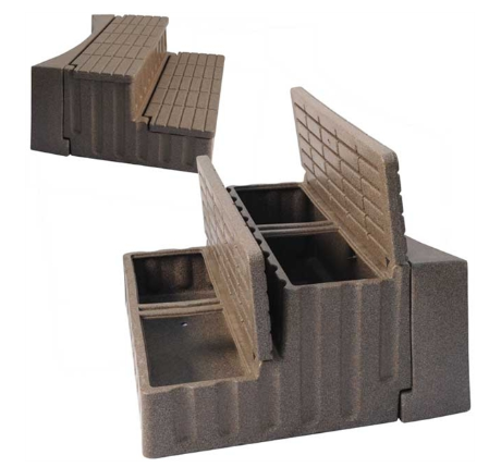 Strong Spa 2-Tier Storage Steps with Adapter - Millstone  Transform your spa area with our premium-quality Spa Storage Steps. More than just steps, they’re designed to combine style, safety, and practicality in one sleek package. Built with durable materials to last for years, their slip-resistant surface ensures every step is safe—even with wet feet.  Featuring a hidden storage compartment, the practical 2-tier structure offers easy and safe access to your spa, as well as additional storage space for towels, spa accessories, or cleaning supplies.  Finished in a sleek Millstone look, the steps complement a wide range of outdoor and indoor décors, ensuring they look as good as they function. The high-quality, weather-resistant materials make these steps ideal for both outdoor and indoor environments, standing up to rain, sunlight, and regular moisture without compromising their appearance or durability.  Assembly is quick and straightforward, allowing you to set up the steps with minimal effort. For added safety, each step features a non-slip surface, providing secure footing even when wet. With their combination of style, strength, and practicality, our Spa Storage Steps are an essential accessory for elevating your relaxation experience.  Designed to complement any spa, their modern and stylish finish adds a touch of elegance to your relaxation haven.  Enhance your spa sessions today! Whether you’re looking for convenience, safety, or sophistication, these steps have you covered.