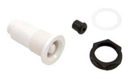 Waterway Dry Well Mini Thermowell Wall Fitting   The Waterway Mini Thermowell Thru Wall Fitting is a wall fitting assembly for spa and hot tub temperature sensors, not a dry well temperature calibrator. It is designed to mount a temperature sensor, also called a "bulb," through the wall of a hot tub or spa so that it can accurately measure the water's temperature.  Features and specifications Function: Holds a temperature sensor in place, allowing it to be submerged in the water.  Hole size required: 1-3/16 inches.  Thermowell size: 5/16 inch.  Included components: A rubber grommet, gasket, and nut for a secure and leak-proof installation.