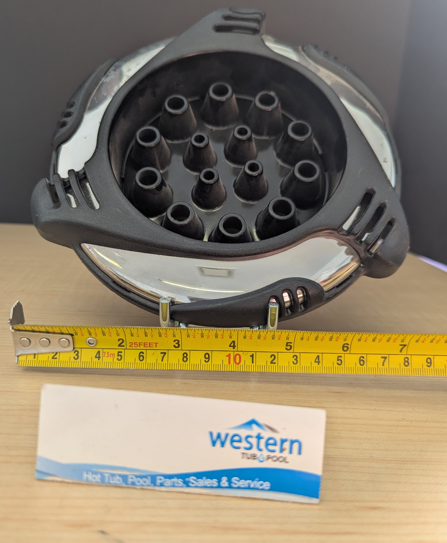 Dynasty Spas Waterway Master Massage Threaded Jet with Large 7.5" Face   Upgrade Your Spa Experience & transform your hot tub with the powerful Dynasty Replacement Waterway Master Massage Threaded Jet. Designed for ultimate relaxation, this jet delivers a superior massage that melts away tension and soothes tired muscles.  The Ultimate Waterway Master Massage Jet Experience the difference a premium jet can make. This replacement part is specifically designed for Dynasty spas, ensuring a perfect fit and optimal performance. Its impressive 7.5-inch face provides broad, powerful water flow, while the sleek black and stainless steel trim adds a touch of modern style to your spa. The threaded style makes installation straightforward, so you can get back to relaxing sooner.  Powerful Master Massage: Delivers a robust, targeted hydrotherapy experience. Expansive 7.5" Face: Offers wide water coverage for maximum muscle relief. Simple Threaded Installation: Screws in easily for a secure, leak-free fit. Stylish Black/SS Trim: Upgrades the look of your hot tub with a modern finish. Ready for a Better Soak? Don't let a broken or weak jet diminish your relaxation time. Restore your Dynasty spa to its full glory with a genuine replacement Waterway Master Massage jet.   [Call us today 1-855-248-0777]