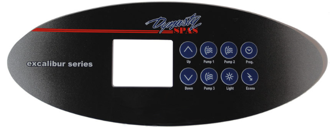 Replacement Dynasty K-52 topside control overlay - 8 Button 3 Pump Excalibur Series Used in with in.xe systems part 11173 Protects the topside controller Replace your worn , damaged overlay Replacement topside control overlay. Upgrade your spa or hot tub with the K-52 Topside Control Overlay. Compatible with in.xe systems using the k-52 topside control , this replacement part adds a touch of sophistication and personalization to your spa experience. But it's not just about aesthetics. The K-52 overlay serves an important function - protecting your topside controller from wear and tear. Over time, constant use and exposure to elements can cause damage to your original overlay, making it difficult to read or operate properly. With the K-52 Topside Control Overlay, you can easily replace your worn or damaged part without having to replace the entire topside controller. This not only saves you time and money, but also ensures that your spa remains in top working condition. The overlay is designed to fit perfectly on your existing topside control, ensuring a seamless transition and hassle-free installation process. Made from high-quality materials, it can withstand daily use and exposure to water and chemicals without deteriorating. In addition to its durability, the K-52 overlay features an easy-to-read design with clear labels for each function. This makes it easier for users to navigate through the various settings and programs of their spa without any confusion. Upgrade your spa experience with the K-52 Topside Control Overlay today. Not only will it enhance the functionality and aesthetics of your spa, but it will also provide you with peace of mind knowing that you have a reliable and durable control panel at your fingertips. Looking for other accessories to improve your spa experience? Check out our range of hot tub covers, filters, and chemicals to keep your spa clean and well-maintained. We also offer a variety of spa steps and handrails to make getting in and out of your spa safe and easy. At Western Tub and Pool we are committed to providing our customers with high-quality products that enhance their relaxation and enjoyment. Our team is dedicated to constantly innovating and improving our products, ensuring that every spa owner has the best experience possible. Upgrade your spa today!