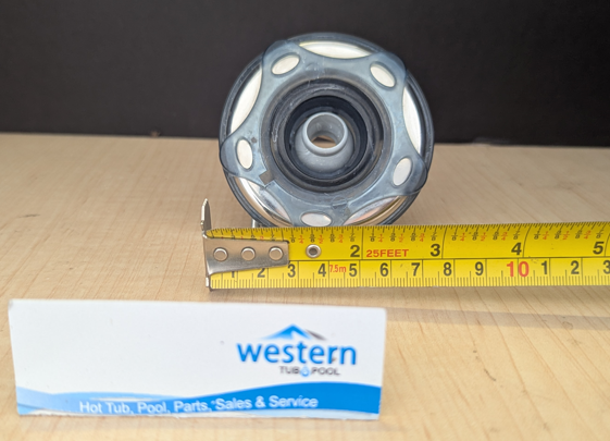 Recycled Beachcomber Britewerx Mini Jet Hush Return - 2009+   Britewerx accessories are known for their chrome-like finish and high resistance to tarnishing and corrosion. Use them to upgrade your spa's appearance while also benefiting from long-lasting performance. Ideal for those who prioritize aesthetics as well as durability in spa components.  This recycled replacement mini hush return jet insert is designed for models manufactured from 2009 onwards. It ensures a precise fit and compatibility, providing easy upgrades or repairs without guesswork.  Unleash the luxury of personalized relaxation with a Recycled Beachcomber Britewerx mini hush return Jet insert, the ultimate water jet designed for spa hydrotherapy.  Crafted with a premium chrome finish, it not only ensures long-lasting durability but also adds a touch of sophistication to your spa setup. Seamlessly blending functionality with elegance, Britewerx is the perfect addition to elevate your relaxation routine.  Non Posi lock system ( snap-in ) Britewerx style hush return Jet 3 1/4" across the face For Beachcomber Hot Tub Models with non Posi lock fitting type from 2009 onwards This snap in jet is found in the footwell of 2009 and newer Beachcomber Hot Tubs and is classified as a hush return jet.  recycled from older beachcomber hot tubs Built by waterways described as a massage jet " snap " in style While there may be minor wear and discoloration due to the product being recycled, rest assured that all our jets are in good condition with durable snap-in clips. ***Please note that the availability of this recycled part may vary based on stock. We strive to keep our inventory freshly rotated, so you can always find what you need. If this product is out of stock, please add it to your wish list to be notified when new stock arrives.   By properly maintaining your hot tub, you can ensure that it stays in top condition and provides you with a relaxing and enjoyable experience every time you use it. And by choosing recycled replacement parts, you can also do your part in promoting sustainability and reducing waste