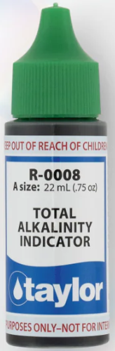 Taylor Total Alkalinity Indicator - .75oz Dropper Bottle Total alkalinity in a pool refers to its ability to resist changes in pH, acting as a buffer against acids and bases. It's a measure of the pool water's capacity to neutralize acids, preventing sudden or drastic shifts in pH levels. The recommended total alkalinity range for pools is typically between 80 and 120 parts per million (ppm). Here's a more detailed explanation: What Total Alkalinity Does: pH Buffer: Total alkalinity (TA) is the water's buffer against wide pH swings. It helps maintain a stable pH level, preventing it from fluctuating drastically due to factors like rain, debris, or chemical additions. Neutralizes Acids and Bases: It measures the concentration of alkaline substances like carbonates, bicarbonates, and hydroxides that can neutralize acids and bases. Impact on Sanitizer Efficiency: Appropriate TA levels optimize the efficiency of pool sanitizers, like chlorine. Why Maintaining Total Alkalinity is Important: Stable pH: Low TA can lead to pH bouncing up and down, while high TA can cause pH to drift upward. Equipment Protection: Low TA can cause corrosion of pool surfaces, metal fixtures, and damage to equipment. Water Clarity: High TA can lead to cloudy water and scale buildup. Comfort: Proper TA levels contribute to a more comfortable swimming experience, preventing skin and eye irritation. In essence, total alkalinity is a crucial aspect of pool water chemistry, impacting pH stability, equipment longevity, and overall swimming comfort. Maintaining it within the appropriate range is essential for a healthy and enjoyable pool environment.