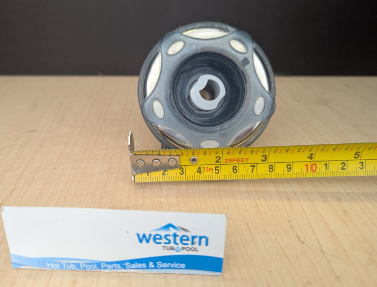  Recycled Beachcomber Medium Roto Style Snap In Jet Insert - 2011+   Britewerx accessories are known for their chrome-like finish and high resistance to tarnishing and corrosion. Use them to upgrade your spa's appearance while also benefiting from long-lasting performance. Ideal for those who prioritize aesthetics as well as durability in spa components.  This medium recycled replacement jet insert is designed for models manufactured from 2011 onwards. It ensures a precise fit and compatibility for users with newer spa models, providing easy upgrades or repairs without guesswork.  Unleash the luxury of personalized relaxation with a Recycled Beachcomber Britewerx medium Jet insert, the ultimate water jet designed for spa hydrotherapy.  Crafted with a premium chrome finish, it not only ensures long-lasting durability but also adds a touch of sophistication to your spa setup. Seamlessly blending functionality with elegance, Britewerx is the perfect addition to elevate your relaxation routine.  Non Posi lock system ( snap-in ) Britewerx style roto Jet 3" across the face For Beachcomber Hot Tub Models with non Posi lock fitting type from 2011 onwards Massage effect: Beachcomber’s medium size roto hot tub jet offers a single jet, housed in a centrifuge orifice for vigorous massage. The centrifuge spins, along with the directional jet stalk. Colour: Chrome recycled from older beachcomber hot tubs Built by waterways described as a massage jet " snap " in style While there may be minor wear and discoloration due to the product being recycled, rest assured that all our jets are in good condition with durable snap-in clips. ***Please note that the availability of this recycled part may vary based on stock. We strive to keep our inventory freshly rotated, so you can always find what you need. If this product is out of stock, please add it to your wish list to be notified when new stock arrives.   By properly maintaining your hot tub, you can ensure that it stays in top condition and provides you with a relaxing and enjoyable experience every time you use it. And by choosing recycled replacement parts, you can also do your part in promoting sustainability and reducing waste.