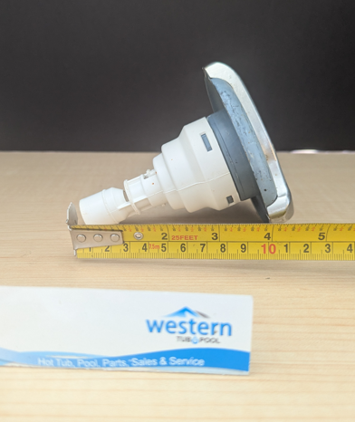 Recycled Dynasty Spas Poly Storm Multi-Massage LED Jet Insert with 4" Face    Enhance your spa experience with the Recycled Dynasty Spas Poly Storm Multi-Massage LED Jet Insert. Designed with a sleek 4-inch snap-in face, this full jet is enhanced by a rotating centrifuge that distributes the water through the 7 jet holes to provide a vigorous massage. Its durable construction ensures long-lasting performance, making it a perfect replacement or upgrade for your spa and the LED lights will turn your evening soak into a mesmerising light show. Easy to install, the snap-in design allows for a hassle-free setup, letting you enjoy a rejuvenating massage in no time. Ideal for targeting tension and promoting relaxation, this Recycled Poly Storm multi-massage LED Jet Insert is a must-have for any spa enthusiast.  With its versatile design, the Recycled Poly Storm Multi-Massage LED Jet Insert is compatible with a wide range of spa systems, ensuring you can upgrade your current setup without difficulty. This jet employs a centrifuge that pushes water through 7 jet holes to provide a vigorous massage creating a dynamic water flow that focuses on sore muscles and relieves built-up stress, providing a therapeutic spa experience from the comfort of your home. Whether you're looking to enhance your relaxation routine or elevate your spa's functionality, this recycled jet insert delivers exceptional performance and comfort.  Recycled from older Dynasty hot tub. This jet was originally black and stainless steel, however has faded due to age.   ***While there may be minor wear and discoloration due to the product being recycled, rest assured that all our jets are in good condition with durable snap-in clips.  ***Please note that the availability of this recycled part may vary based on stock. We strive to keep our inventory freshly rotated, so you can always find what you need. If this product is out of stock, please add it to your wish list to be notified when new stock arrives. 