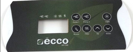 Replacement Dynasty k-85 topside control overlay With Ecco logo . Used in with in.xe systems part 14021 Protects the topside controller Replace your worn , damaged overlay Dynasty replacement topside control overlay. Upgrade your spa or hot tub with the Dynasty K-85 Topside Control Overlay featuring the iconic Ecco logo. Compatible with in.xe systems using the k-85 topside control , this replacement part 14021 adds a touch of sophistication and personalization to your spa experience. But it's not just about aesthetics. The K-85 overlay serves an important function - protecting your topside controller from wear and tear. Over time, constant use and exposure to elements can cause damage to your original overlay, making it difficult to read or operate properly. With the Dynasty K-85 Topside Control Overlay, you can easily replace your worn or damaged part without having to replace the entire topside controller. This not only saves you time and money, but also ensures that your spa remains in top working condition. The overlay is designed to fit perfectly on your existing topside control, ensuring a seamless transition and hassle-free installation process. Made from high-quality materials, it can withstand daily use and exposure to water and chemicals without deteriorating. In addition to its durability, the K-85 overlay features an easy-to-read design with clear labels for each function. This makes it easier for users to navigate through the various settings and programs of their spa without any confusion. Upgrade your spa experience with the Dynasty K-85 Topside Control Overlay today. Not only will it enhance the functionality and aesthetics of your spa, but it will also provide you with peace of mind knowing that you have a reliable and durable control panel at your fingertips. Looking for other accessories to improve your spa experience? Check out our range of hot tub covers, filters, and chemicals to keep your spa clean and well-maintained. We also offer a variety of spa steps and handrails to make getting in and out of your spa safe and easy. At Western Tub and Pool we are committed to providing our customers with high-quality products that enhance their relaxation and enjoyment. Our team is dedicated to constantly innovating and improving our products, ensuring that every spa owner has the best experience possible. Upgrade your spa today!