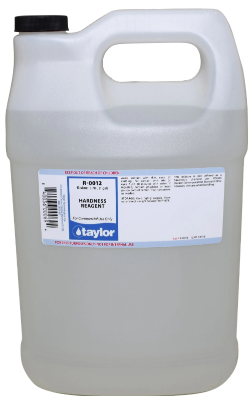 Taylor Hardness Reagent - 1 Gal Jug Hot tubs and pools are great places to spend time with your family and friends, especially during hot summer days. However, maintaining the water chemistry in these recreational areas may seem like a daunting task. To keep your pool or hot tub safe and enjoyable, it is important to regularly monitor and adjust its chemical levels. One crucial factor to consider when testing water chemistry is hardness. Hardness refers to the amount of minerals, mainly calcium and magnesium, present in the water. These minerals can come from the source water or be introduced through chemicals and other contaminants. High levels of hardness can cause several problems in your pool or hot tub. It can lead to scaling, which is the buildup of mineral deposits on surfaces like tiles, pumps, and filters. This not only affects the appearance of your pool or hot tub but also makes it more difficult to maintain and keep clean. Hard water can also make it harder for chlorine and other sanitizers to effectively do their job, leading to unbalanced chemical levels and potentially harmful bacteria growth. To prevent these issues, regular testing and treatment of hardness levels is necessary. This is where a hardness reagent comes in. A hardness reagent is a solution used to determine the amount of hardness present in the water. It works by changing color when it reacts with calcium and magnesium ions, allowing you to easily measure and track the levels. To use a hardness reagent, simply collect a sample of water and add the recommended number of drops as instructed on the bottle. Then, compare the color of the solution to a chart provided with the test kit to determine the level of hardness in your water. If your levels are too high, you can use a water softener or other products specifically designed to reduce hardness. On the other hand, if your levels are too low, you can add calcium and magnesium-based products to increase hardness. Maintaining proper hardness levels in your pool or hot tub is crucial for the health and longevity of your recreational area. With the help of a hardness reagent, you can easily and accurately test your water and take the necessary steps to keep it balanced. So go ahead and enjoy a worry-free swim or soak in your pool or hot tub with the help of a hardness reagent. Instead of worrying about potential issues caused by hard water, you can focus on creating fun memories with your loved ones in the comfort of your backyard oasis. So don't forget to add a hardness reagent to your pool or hot tub maintenance routine and enjoy the benefits of clean, balanced water all season long. Happy swimming!