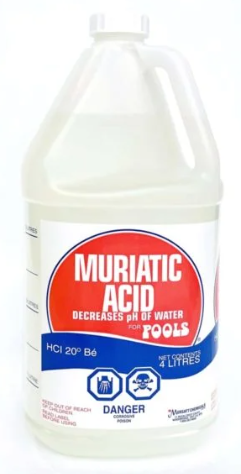 Muriatic Acid – 4L for Swimming Pool Care Achieve Crystal Clear Pool Perfection! Keep your pool water balanced and welcoming with our high-quality Muriatic Acid. This powerful solution helps you maintain ideal pH levels, ensuring swimmer comfort and preventing long-term damage to your pool surfaces. Key Benefits: pH Control: Effectively lowers pH to the recommended range. Descaler & Stain Remover: Removes stubborn stains and mineral build-up for a pristine finish. Maintain Alkalinity Levels: Works in conjunction with your testing kit to promote perfect water balance. Comfort & Protection: Improves swimmer comfort while safeguarding pool structures from damage. How to Use: Test your pool water with a reliable testing kit to determine pH and alkalinity levels. Carefully add a recommended amount of muriatic acid to the water. Circulate your pool water for 1-2 hours before re-testing and enjoy your fresh, clear swimming experience! Get ready for sparkling clean water and an unbeatable swimming experience! Grab the 4L Muriatic Acid today and maintain your pool like a pro.