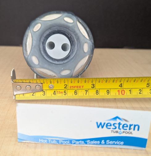 Recycled Beachcomber Britewerx Mini Jet & Neck Jet - 2002 to Present   For Beachcomber Hot Tub Models equipped with the Neck Jet feature from 2002 to present.   Britewerx accessories are known for their chrome-like finish and high resistance to tarnishing and corrosion. Use them to upgrade your spa's appearance while also benefiting from long-lasting performance. Ideal for those who prioritize aesthetics as well as durability in spa components.   This recycled replacement mini neck jet insert is designed for models equipped with the neck jet feature manufactured from 2002 onwards. It ensures a precise fit and compatibility, providing easy upgrades or repairs without guesswork.   Unleash the luxury of personalized relaxation with a Recycled Beachcomber Britewerx small vortex Jet insert, the ultimate water jet designed for spa hydrotherapy.   Crafted with a premium chrome finish, it not only ensures long-lasting durability but also adds a touch of sophistication to your spa setup. Seamlessly blending functionality with elegance, Britewerx is the perfect addition to elevate your relaxation routine.   Non Posi lock system ( snap-in ) Britewerx style neck Jet 3 1/4" across the face For Beachcomber Hot Tub Models with non Posi lock fitting type from 2011 onwards Massage effect: Beachcomber&rsquo;s Hush Pump system employs a small jet with two internal jets. Both jets are housed in a centrifuge that spins, offering a topical soft tissue massage for neck and shoulders. Colour: Chrome recycled from older beachcomber hot tubs Built by waterways described as a massage jet " snap " in style While there may be minor wear and discoloration due to the product being recycled, rest assured that all our jets are in good condition with durable snap-in clips.  ***Please note that the availability of this recycled part may vary based on stock. We strive to keep our inventory freshly rotated, so you can always find what you need. If this product is out of stock, please add it to your wish list to be notified when new stock arrives.    By properly maintaining your hot tub, you can ensure that it stays in top condition and provides you with a relaxing and enjoyable experience every time you use it. And by choosing recycled replacement parts, you can also do your part in promoting sustainability and reducing waste 