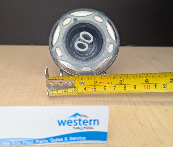 Recycled Beachcomber Medium Twin Roto Style Snap In Jet Insert - 2011+  Britewerx accessories are known for their chrome-like finish and high resistance to tarnishing and corrosion. Use them to upgrade your spa's appearance while also benefiting from long-lasting performance. Ideal for those who prioritize aesthetics as well as durability in spa components.  This medium recycled replacement jet insert is designed for models manufactured from 2011 onwards. It ensures a precise fit and compatibility for users with newer spa models, providing easy upgrades or repairs without guesswork.  Unleash the luxury of personalized relaxation with a Recycled Beachcomber Britewerx medium Jet insert, the ultimate water jet designed for spa hydrotherapy.  Crafted with a premium chrome finish, it not only ensures long-lasting durability but also adds a touch of sophistication to your spa setup. Seamlessly blending functionality with elegance, Britewerx is the perfect addition to elevate your relaxation routine.  Non Posi lock system ( snap-in ) Britewerx style twin roto Jet 3" across the face For Beachcomber Hot Tub Models with non Posi lock fitting type from 2011 onwards Massage effect: Beachcomber&rsquo;s medium size twin roto hot tub jet offers a twin ported, spinning interior fixture that provides a pulsating soft tissue massage. Colour: Chrome recycled from older beachcomber hot tubs Built by waterways described as a massage jet " snap " in style While there may be minor wear and discoloration due to the product being recycled, rest assured that all our jets are in good condition with durable snap-in clips. ***Please note that the availability of this recycled part may vary based on stock. We strive to keep our inventory freshly rotated, so you can always find what you need. If this product is out of stock, please add it to your wish list to be notified when new stock arrives.   By properly maintaining your hot tub, you can ensure that it stays in top condition and provides you with a relaxing and enjoyable experience every time you use it. And by choosing recycled replacement parts, you can also do your part in promoting sustainability and reducing waste. 