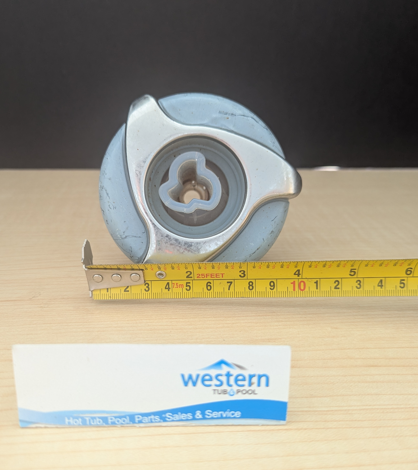 Recycled Dynasty Spas Power Storm Directional LED Jet Insert with 4" Face    Enhance your spa experience with the Recycled Dynasty Spas Power Storm Directional LED Jet Insert. Designed with a sleek 4-inch snap-in face, the jet can be adjusted to any direction to point a single, powerful stream of water towards a specific area, where you need it most. Its durable construction ensures long-lasting performance, making it a perfect replacement or upgrade for your spa and the LED lights will turn your evening soak into a mesmerising light show. Easy to install, the snap-in design allows for a hassle-free setup, letting you enjoy a rejuvenating massage in no time. Ideal for targeting tension and promoting relaxation, this Recycled Power Storm directional LED Jet Insert is a must-have for any spa enthusiast.  With its versatile design, the Recycled Power Storm Directional LED Jet Insert is compatible with a wide range of spa systems, ensuring you can upgrade your current setup without difficulty. The jet can be adjusted to point any direction, creating a dynamic water flow that focuses on sore muscles and relieves built-up stress, providing a therapeutic spa experience from the comfort of your home. Whether you're looking to enhance your relaxation routine or elevate your spa's functionality, this recycled jet insert delivers exceptional performance and comfort.  Recycled from older Dynasty hot tub. This jet was originally black and stainless steel, however has faded due to age.   ***While there may be minor wear and discoloration due to the product being recycled, rest assured that all our jets are in good condition with durable snap-in clips.  ***Please note that the availability of this recycled part may vary based on stock. We strive to keep our inventory freshly rotated, so you can always find what you need. If this product is out of stock, please add it to your wish list to be notified when new stock arrives. 