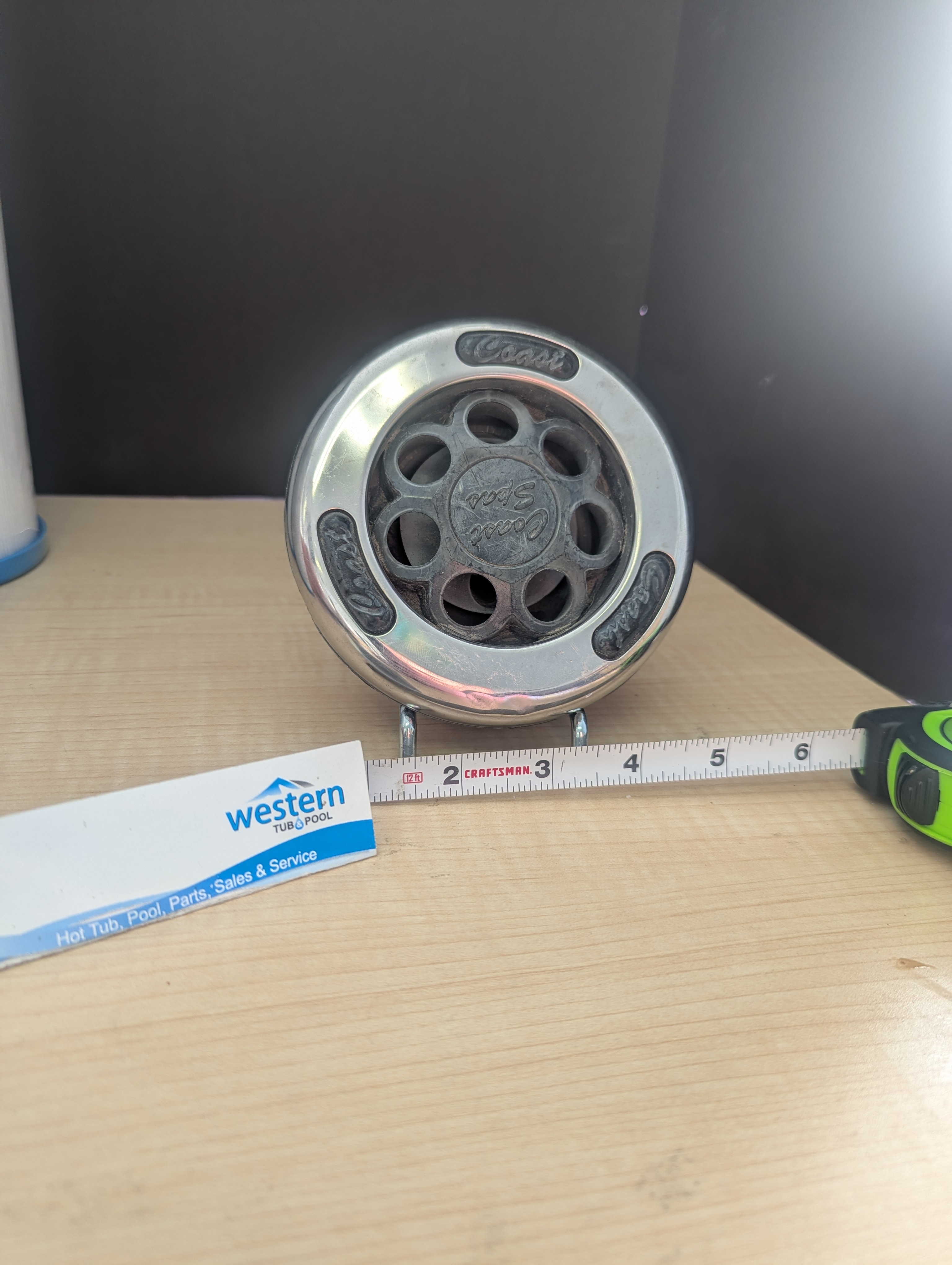 Revitalize your Coast Spa experience with our genuine replacement Recycled Jet Insert with official Coast Branding   Sustainable Luxury for Your Hot Tub Your spa time should feel good in every way. Our Coast Spa Recycled Jet Insert with a 5" face offers a seamless replacement solution that doesn't compromise on quality or style. Engineered with a sleek stainless steel finish and official Coast branding, this jet looks as good as it perform performs. This multi-nozzle massage style Coast Spa jet has several nozzles for the ultimate in relaxation.   Why Choose Our Recycled Jets? Seamless Compatibility Designed specifically for Coast Spas, this replacement jet insert features a 5" face and a secure clip-in mechanism for a perfect, hassle-free fit.  Durable Stainless Steel Design Built to withstand heat and chemicals, the stainless steel face adds a modern touch to your spa while ensuring long-lasting durability.  How to Install Your New Jets Remove the Old Jet: Gently rotate the existing jet insert counter-clockwise until it unclips from the housing. Align the New Insert: Position your new Recycled Jet Insert into the empty housing. Clip and Lock: Push in and rotate clockwise until you hear a click, securing the jet in place. Revive Your Coast Spa Today Don't let worn-out jets ruin your relaxation. Upgrade to our Replacement Recycled Jet Insert for a superior massage experience.     Recycled from older Coast Spa hot tub.   ***While there may be minor wear and discoloration due to the product being recycled, rest assured that all our jets are in good condition with durable snap-in clips.  ***Please note that the availability of this recycled part may vary based on stock. We strive to keep our inventory freshly rotated, so you can always find what you need. If this product is out of stock, please add it to your wish list to be notified when new stock arrives.      Call us Today: 1-855-248-0777