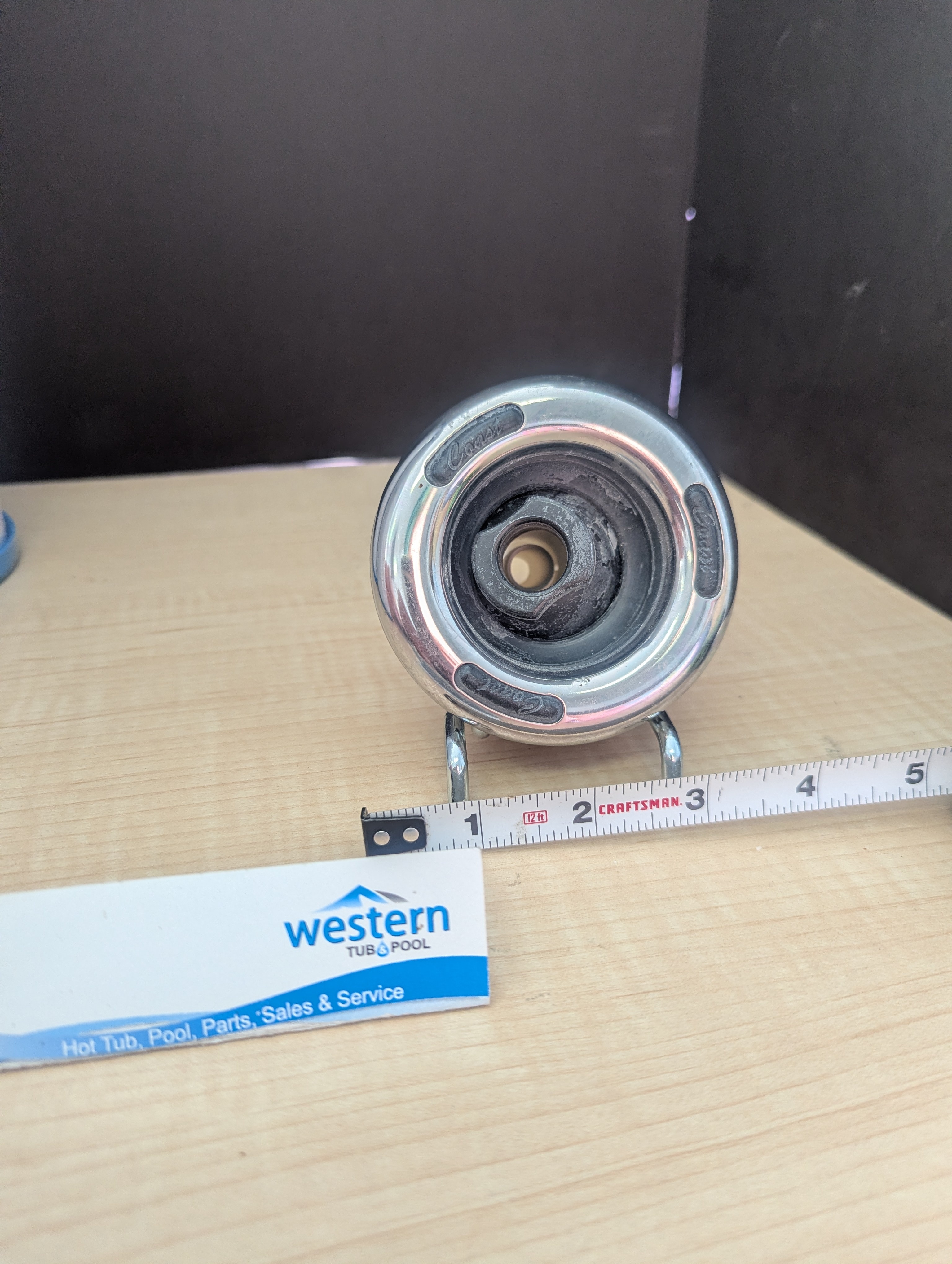 Revitalize your Coast Spa experience with our genuine replacement Recycled Jet Inserts. Sustainable Luxury for Your Hot Tub Your spa time should feel good in every way. Our Coast Spa Recycled Jet Inserts offer a seamless replacement solution that doesn't compromise on quality or style. Engineered with a sleek stainless steel finish and official Coast branding, these jets look as good as they perform. Why Choose Our Recycled Jets? Seamless Compatibility Designed specifically for Coast Spas, this replacement jet insert features a standard 3.5" face and a secure clip-in mechanism for a perfect, hassle-free fit. Durable Stainless Steel Design Built to withstand heat and chemicals, the stainless steel face adds a modern touch to your spa while ensuring long-lasting durability. How to Install Your New Jets Remove the Old Jet: Gently rotate the existing jet insert counter-clockwise until it unclips from the housing. Align the New Insert: Position your new Recycled Jet Insert into the empty housing. Clip and Lock: Push in and rotate clockwise until you hear a click, securing the jet in place. Revive Your Coast Spa Today Don't let worn-out jets ruin your relaxation. Upgrade to our Replacement Recycled Jet Inserts for a superior massage experience. Recycled from older Coast Spa hot tub. ***While there may be minor wear and discoloration due to the product being recycled, rest assured that all our jets are in good condition with durable snap-in clips. ***Please note that the availability of this recycled part may vary based on stock. We strive to keep our inventory freshly rotated, so you can always find what you need. If this product is out of stock, please add it to your wish list to be notified when new stock arrives. Call us Today: 1-855-248-0777 Revitalize your Coast Spa experience with our genuine replacement Recycled Jet Inserts. Sustainable Luxury for Your Hot Tub Your spa time should feel good in every way. Our Coast Spa Recycled Jet Inserts offer a seamless replacement solution that doesn't compromise on quality or style. Engineered with a sleek stainless steel finish and official Coast branding, these jets look as good as they perform. Why Choose Our Recycled Jets? Seamless Compatibility Designed specifically for Coast Spas, this replacement jet insert features a standard 3.5" face and a secure clip-in mechanism for a perfect, hassle-free fit. Durable Stainless Steel Design Built to withstand heat and chemicals, the stainless steel face adds a modern touch to your spa while ensuring long-lasting durability. How to Install Your New Jets Remove the Old Jet: Gently rotate the existing jet insert counter-clockwise until it unclips from the housing. Align the New Insert: Position your new Recycled Jet Insert into the empty housing. Clip and Lock: Push in and rotate clockwise until you hear a click, securing the jet in place. Revive Your Coast Spa Today Don't let worn-out jets ruin your relaxation. Upgrade to our Replacement Recycled Jet Inserts for a superior massage experience. Recycled from older Coast Spa hot tub. ***While there may be minor wear and discoloration due to the product being recycled, rest assured that all our jets are in good condition with durable snap-in clips. ***Please note that the availability of this recycled part may vary based on stock. We strive to keep our inventory freshly rotated, so you can always find what you need. If this product is out of stock, please add it to your wish list to be notified when new stock arrives. Call us Today: 1-855-248-0777