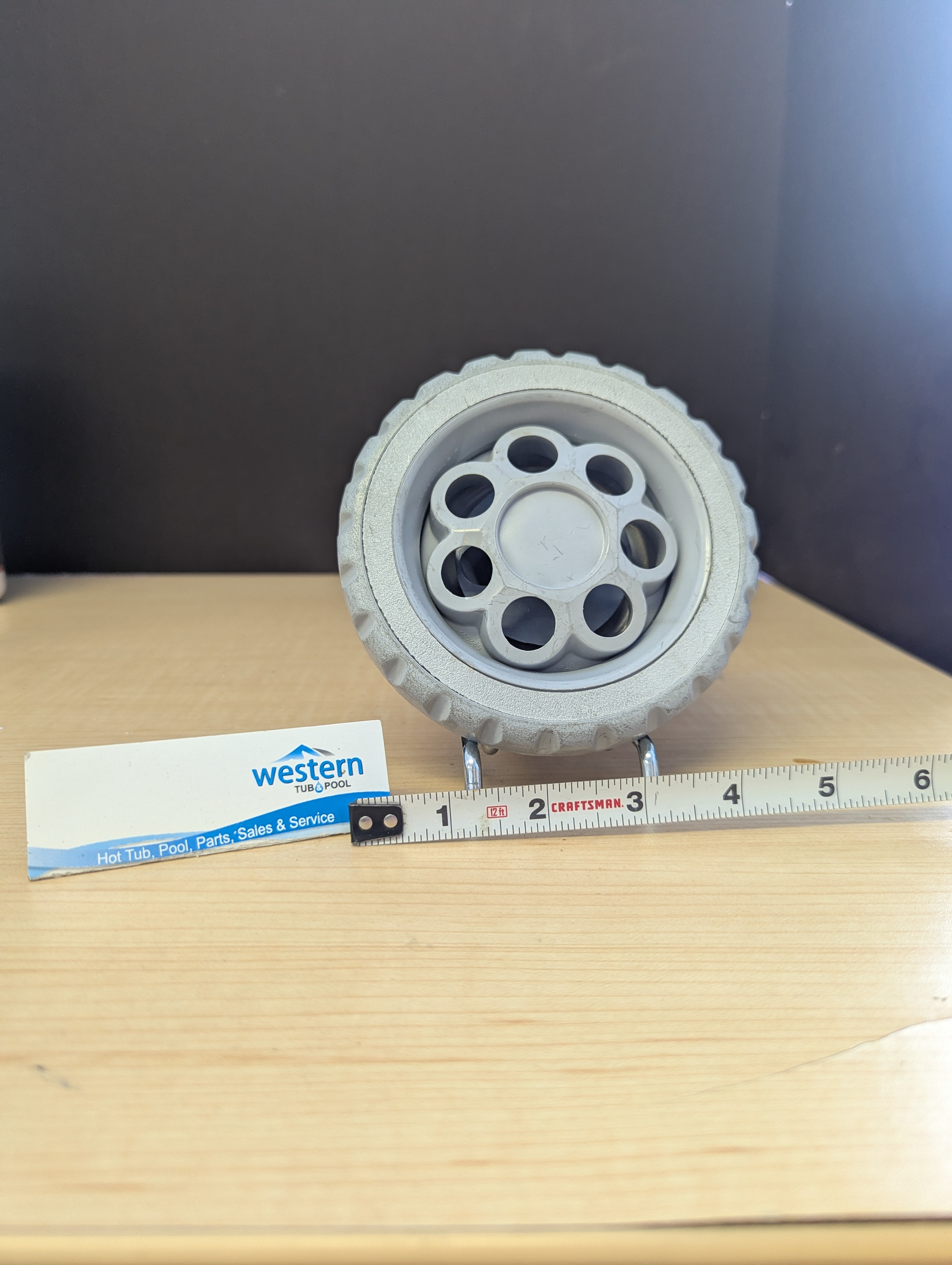 rc3002185.jpg Beachcomber Grey Gear Style Extra Large Clip In Jet Insert The Replacement Grey Gear Style jet insert by Beachcomber is a high-performance water jet designed to provide powerful hydrotherapy massage in your spa. Beachcomber’s extra large size massage jet offers seven separate jets. This full body massage jetting system is enhanced by a rotating centrifuge that distributes the water through the 7 jet holes to provide a vigorous massage. Unleash the luxury of personalized relaxation with a Beachcomber Grey Gear Extra Large Jet insert, the ultimate water jet designed for spa hydrotherapy. Featuring seven separate jets, this jet allows you to customize the water pressure and direction to target those areas that need it most. Crafted with a modern grey gear style finish, it not only ensures long-lasting durability but also adds a touch of sophistication to your spa setup. Seamlessly blending functionality with elegance, this jet is the perfect addition to elevate your relaxation routine. recycled from older beachcomber hot tubs Built by waterways described as a massage jet " snap " in style While there may be minor wear and discoloration due to the product being recycled, rest assured that all our jets are in good condition with durable snap-in clips. ***Please note that the availability of this recycled part may vary based on stock. We strive to keep our inventory freshly rotated, so you can always find what you need. If this product is out of stock, please add it to your wish list to be notified when new stock arrives. By properly maintaining your hot tub, you can ensure that it stays in top condition and provides you with a relaxing and enjoyable experience every time you use it. And by choosing recycled replacement parts, you can also do your part in promoting sustainability and reducing waste. Don't let a broken jet interrupt your relaxation. Order your recycled Beachcomber replacement jet today and restore your hot tub to its full potential. Experience comfort, control, and style like never before! Call us today: 1-855-248-0777