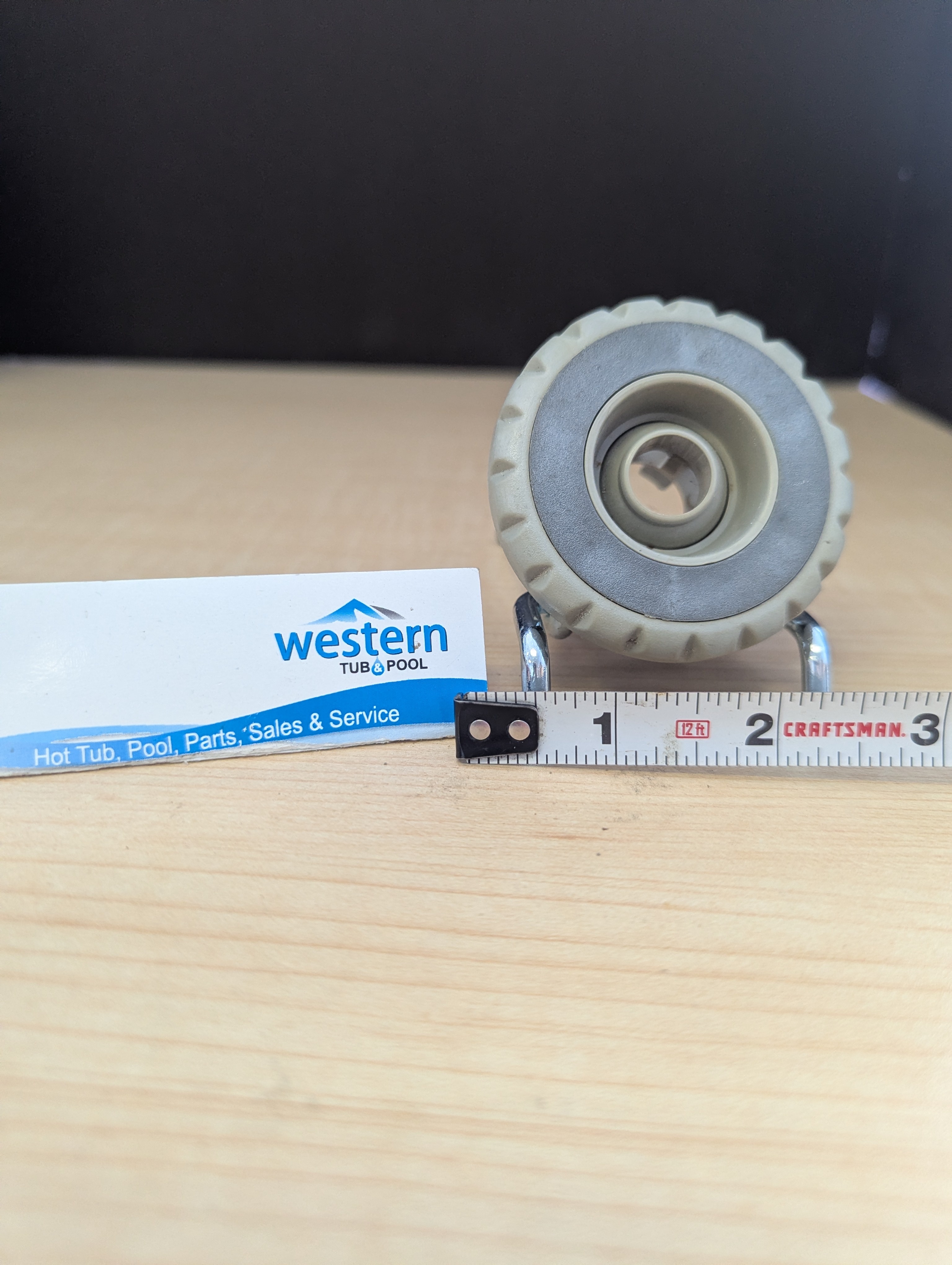 Recycled Beachcomber Grey Gear Style Mini Hush Return Jet   This recycled replacement mini hush return jet insert is designed for models manufactured from 2009 onwards. It ensures a precise fit and compatibility, providing easy upgrades or repairs without guesswork.  Unleash the luxury of personalized relaxation with a Recycled Beachcomber Grey Gear Style mini hush return Jet insert, the ultimate water jet designed for spa hydrotherapy.  Crafted with a modern grey gear style finish, it not only ensures long-lasting durability but also adds a touch of sophistication to your spa setup. Seamlessly blending functionality with elegance, this jet is the perfect addition to elevate your relaxation routine.  Non Posi lock system ( snap-in ) Grey Gear style hush return Jet 2 1/2" across the face For Beachcomber Hot Tub Models with non Posi lock fitting type from 2009 onwards This snap in jet is found in the footwell of 2009 and newer Beachcomber Hot Tubs and is classified as a hush return jet.  recycled from older beachcomber hot tubs Built by waterways described as a massage jet " snap " in style While there may be minor wear and discoloration due to the product being recycled, rest assured that all our jets are in good condition with durable snap-in clips. ***Please note that the availability of this recycled part may vary based on stock. We strive to keep our inventory freshly rotated, so you can always find what you need. If this product is out of stock, please add it to your wish list to be notified when new stock arrives.   By properly maintaining your hot tub, you can ensure that it stays in top condition and provides you with a relaxing and enjoyable experience every time you use it. And by choosing recycled replacement parts, you can also do your part in promoting sustainability and reducing waste.    Don't let a broken jet interrupt your relaxation. Order your recycled Beachcomber replacement jet today and restore your hot tub to its full potential.   Call us today: 1-855-248-0777