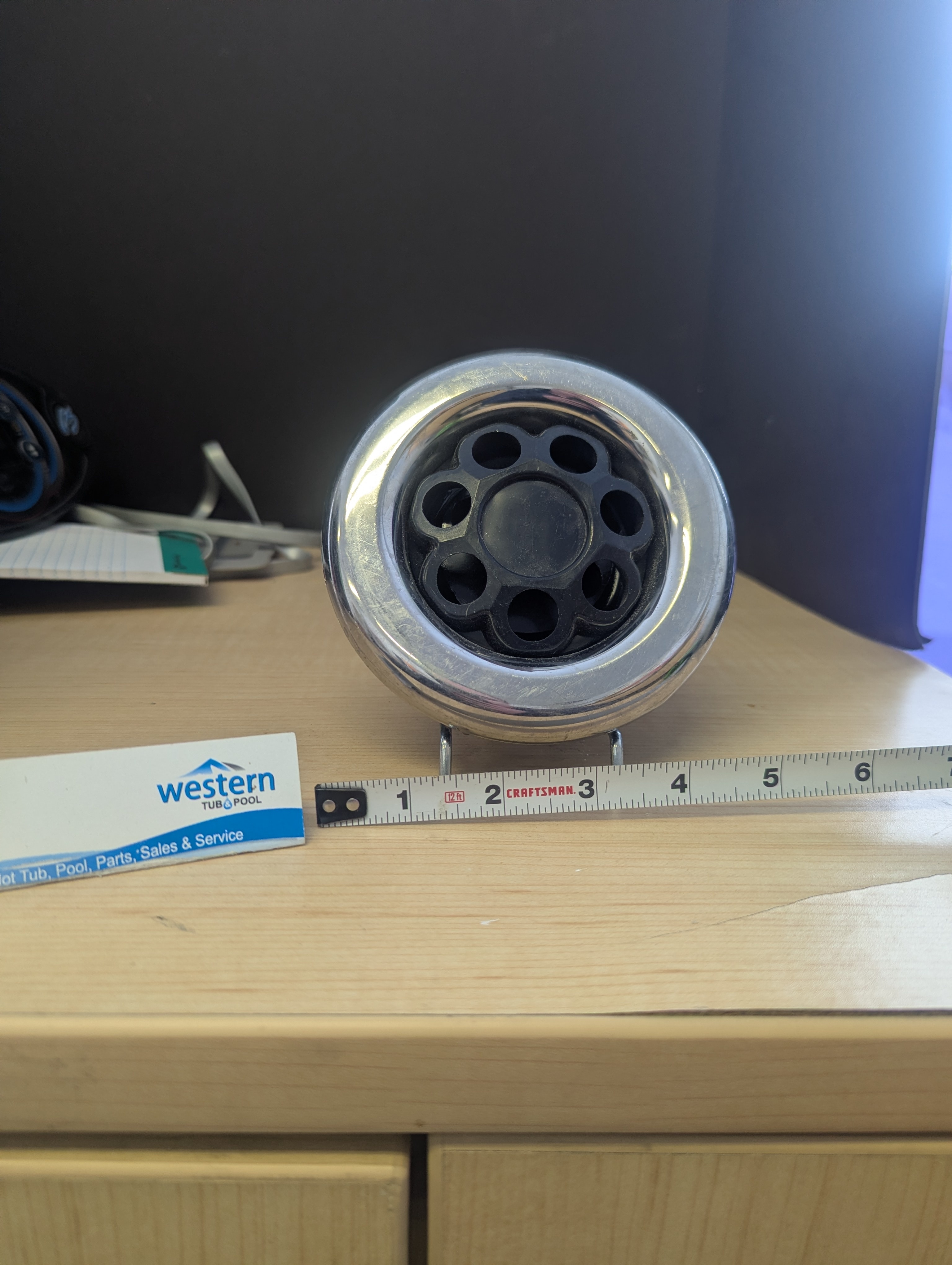 Revitalize your Spa experience with our genuine replacement Recycled Massage Jet Insert   Sustainable Luxury for Your Hot Tub Your spa time should feel good in every way. Our Cal Spa Recycled Jet Insert with a 5" face offers a seamless replacement solution that doesn't compromise on quality or style. Engineered with a sleek stainless steel finish, this jet looks as good as it perform performs. This multi-nozzle massage style Cal Spa jet has several nozzles for the ultimate in relaxation.  Why Choose Our Recycled Jets? Seamless Compatibility Designed specifically for Cal Spas, this replacement jet insert features a 5" face and a secure clip-in mechanism for a perfect, hassle-free fit.  Durable Stainless Steel Design Built to withstand heat and chemicals, the stainless steel face adds a modern touch to your spa while ensuring long-lasting durability.  How to Install Your New Jets Remove the Old Jet: Gently rotate the existing jet insert counter-clockwise until it unclips from the housing. Align the New Insert: Position your new Recycled Jet Insert into the empty housing. Clip and Lock: Push in and rotate clockwise until you hear a click, securing the jet in place. Revive Your Spa Today Don't let worn-out jets ruin your relaxation. Upgrade to our Replacement Recycled Jet Insert for a superior massage experience.     Recycled from older Cal Spa hot tub.   ***While there may be minor wear and discoloration due to the product being recycled, rest assured that all our jets are in good condition with durable snap-in clips.  ***Please note that the availability of this recycled part may vary based on stock. We strive to keep our inventory freshly rotated, so you can always find what you need. If this product is out of stock, please add it to your wish list to be notified when new stock arrives.      Call us Today: 1-855-248-0777