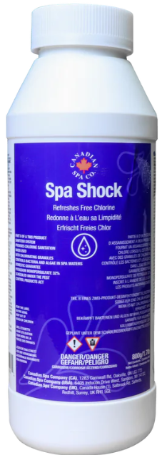 Restore Your Hot Tub's Natural Sparkle Bring your hot tub water back to life with the Canadian Spa Company Spa Shock. Eliminate odors and refresh your water instantly so you can get back to relaxing. Shop and order at Western tub and pool today.  The Ultimate Spa Shock Treatment Keep your hot tub pristine with our premium spa chemicals. The Canadian Spa Company Spa Shock is designed to refresh your spa water efficiently, making it the perfect addition to your maintenance routine.  Reactivate Your Sanitizer This powerful formula "shocks" the water to refresh your chlorine or bromine levels, reactivating them by dissolving unfilterable wastes like body oils, lotions, and makeup residue.  Eliminate Unwanted Odors Say goodbye to unpleasant chemical smells. Spa Shock effectively reduces odors and restores a natural, inviting sparkle to your hot tub water.  Perfect for Heavy Usage Had a party or a long weekend of soaking? Use Spa Shock after heavy usage or contamination to quickly restore clean, fresh, and safe water.  Compatible Hot Tub Models The Canadian Spa Company Spa Shock is highly versatile and used in many models across the industry.   Specifications Product Number: KA-10189 Brand: Canadian Spa Company Weight: 800g (1.76 lbs) container Dimensions: Standard 800g bottle size for easy storage and dispensing Type: Chlorine-free oxidizer / Water shock treatment Frequently Asked Questions What does the Canadian Spa Company Spa Shockdo? It is a powerful oxidizer that eliminates organic compounds from your water. It reactivates your primary sanitizers and removes wastes that filters cannot catch, keeping your water crystal clear.  How often should I use this Spa Shock? It is recommended to use Spa Shock regularly as part of your weekly water care routine, or immediately after a high bather load to ensure your water remains sanitary and clear.  Do you carry other replacement hot tub repair parts? Yes! We offer a massive online catalogue of replacement hot tub repair parts and products. If you cannot find what you are looking for on our site, we can help you track it down.  Hard to Find Product Part Assistance? We specialize in replacement hot tub repair parts and products! If you need help identifying a part or verifying compatibility, our experts are standing by.  Check your part number if known, or send us pictures, the make and model of the hot tub, and the serial number.  Email us:fixmytub@gmail.com Call us: 1-855-248-0777 Shop and order at Western tub and pool for all your spa maintenance needs today! [Contact Us for Assistance]