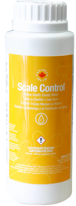 Protect Your Hot Tub from Stain and Scale The Canadian Spa Company Stain and Scale Control prevents calcium buildup, protects your heater element, and saves you from costly repairs. Ideal for all spas, especially those in hard water areas.    Maximize your spa's lifespan Hard water can silently destroy your hot tub's internal components. The Canadian Spa Company Stain and Scale Control is a premium water care treatment designed to neutralize minerals before they cause irreversible damage to your investment.  Defend against calcium build-up This powerful formula helps to protect your spa's heater element, jets, and other plumbing parts from stubborn calcium build-up, which can damage your spa, reduce heating efficiency, and impair performance.  Save a fortune on repairs Using this product regularly could save you a fortune in repair bills that are often not covered under warranty. It is a simple, cost-effective way to keep your hot tub running smoothly year-round.  Product dimensions and weights Volume: 500 ml pack Weight: 1.21 lbs Dimensions: 2.5" W x 7.5" H x 2.5" D This essential water care product safely protects your acrylic shell and internal plumbing. It is approved for us in virtually every model.  Frequently asked questions How does this stain and scale control work? It actively suspends calcium, copper, and iron found in hard water, stopping them from sticking to your hot tub's surfaces, heater element, and jets.  How do I get help finding other replacement parts? We provide hard to find product part assistance , send us an email to fixmytub@gmail.com check your part number if known or send us pictures , make and model of the hot tub serial number. Our experts will help you track down exactly what you need.  How can I purchase this chemical and other spa parts? You can shop and order at Western tub and pool! Check our online catalogue or call us directly at 1-855-248-0777 for friendly, professional assistance.  Keep your hot tub running like new Don't let hard water ruin your relaxation. Stock up on essential spa chemicals and premium repair parts today. [Shop and order at Western tub and pool]