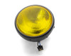 7.7" Motorbike Headlight - Matt Black with Yellow Lens for Scramblers & Cafe Racers