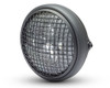 7.7" LED Projector Headlight with Mesh Grill - Matt Black 12V 66W for Cafe Racer & Scrambler - SHALLOW