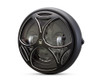 Motorcycle Headlight LED 7.7" with Tri Maltese Design Grill for Retro Cafe Racer & Streetfighter