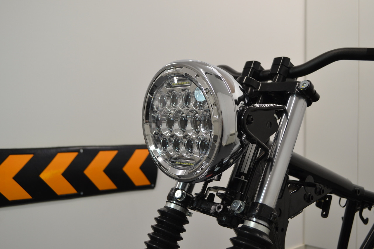 Chrome Headlight 7.5" Projector LED for Cafe Racer Retro Custom