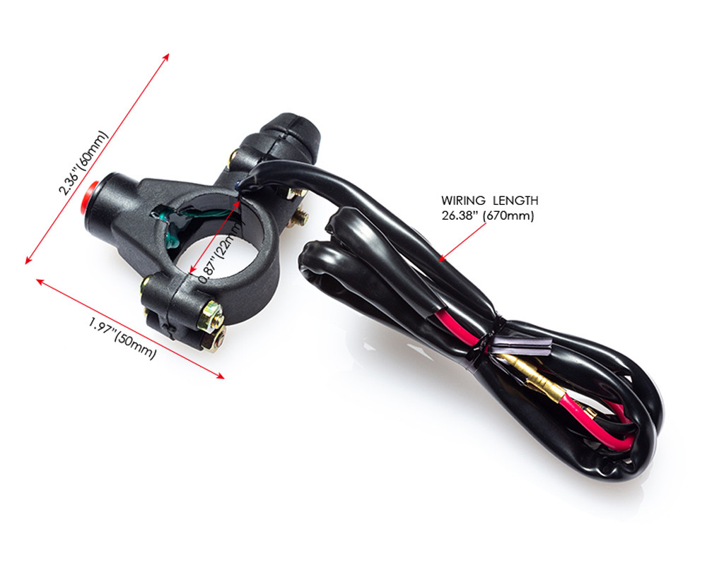 Motorbike Kill Switch Engine Cut Off for 22mm 7/8" Bars with Cable Cord
