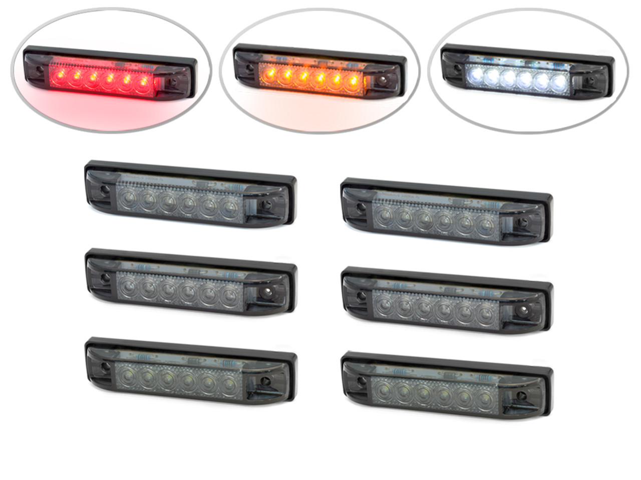 4 Flush Mount LED Stop & Tail Lights + Turn Signals + Reverse Lights - Set  Of 6