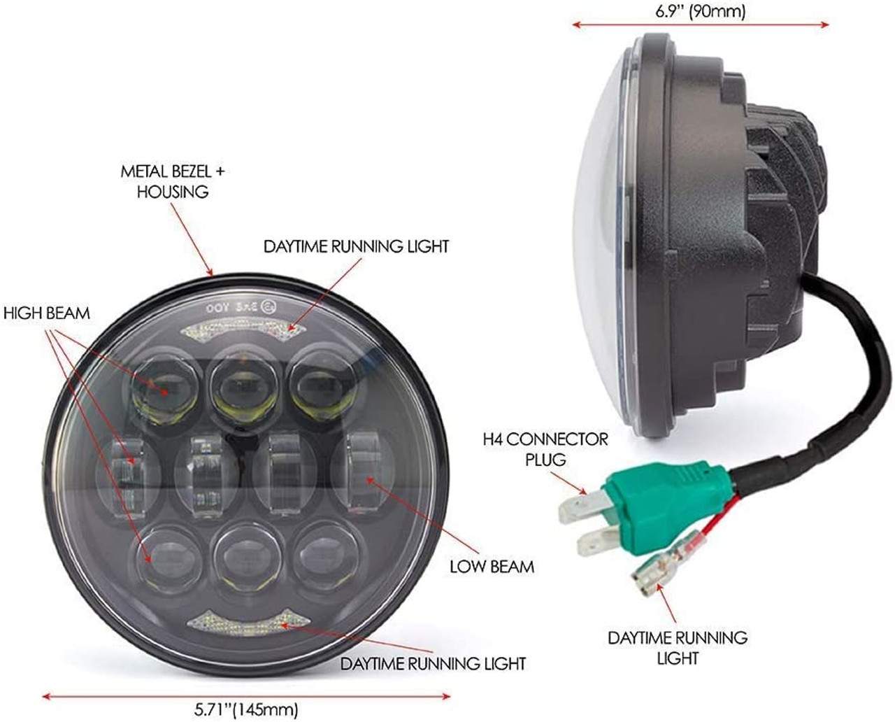 BSB Customs 5,75 LED Scheinwerfer  Parts for Harley-Davidson®