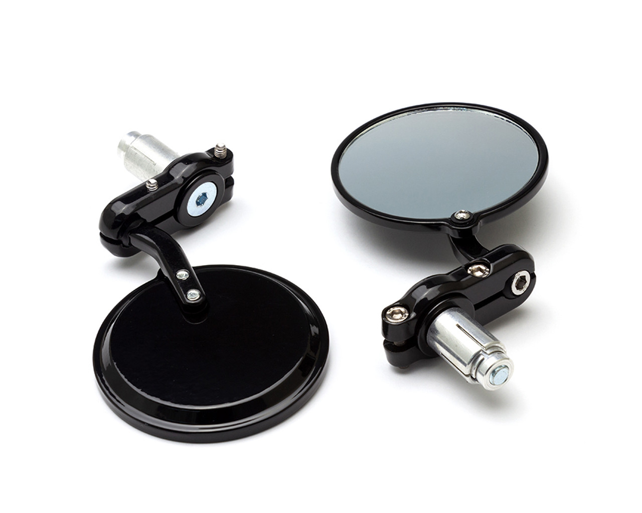 Motorbike Bar End Mirrors Black Aluminium for 22mm (7/8