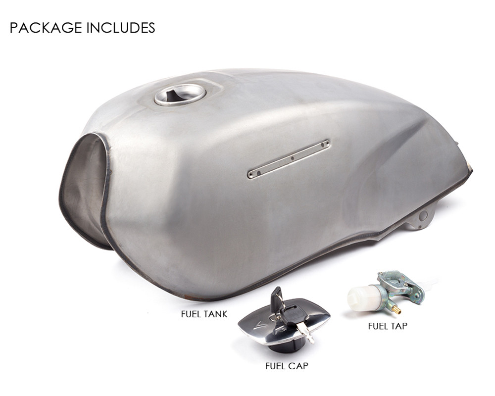The Skyline Cafe Racer Gas Tank – Raw Steel 2.4gal Bare Metal Unpainted Universal Fit