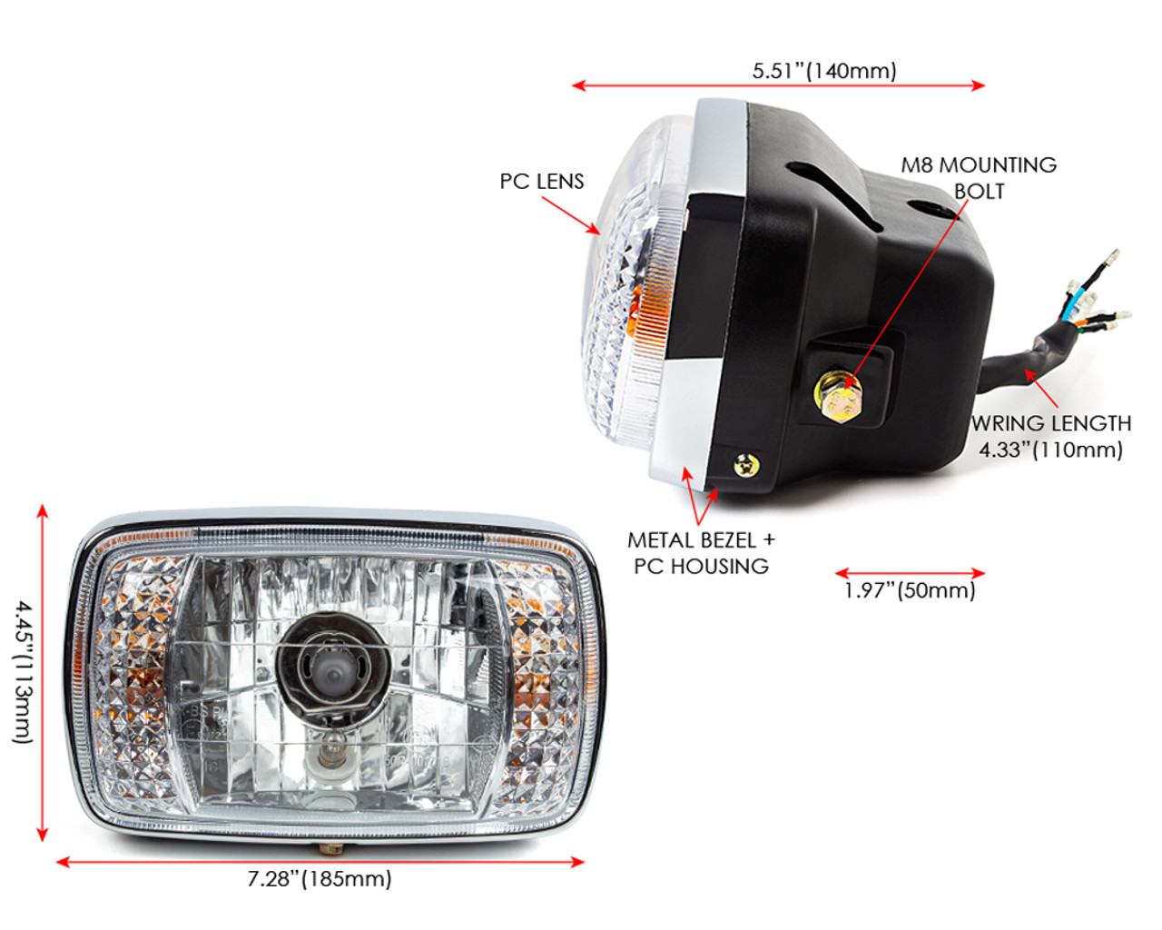 Motorcycle Headlight with Integrated Indicators for Honda CB 125