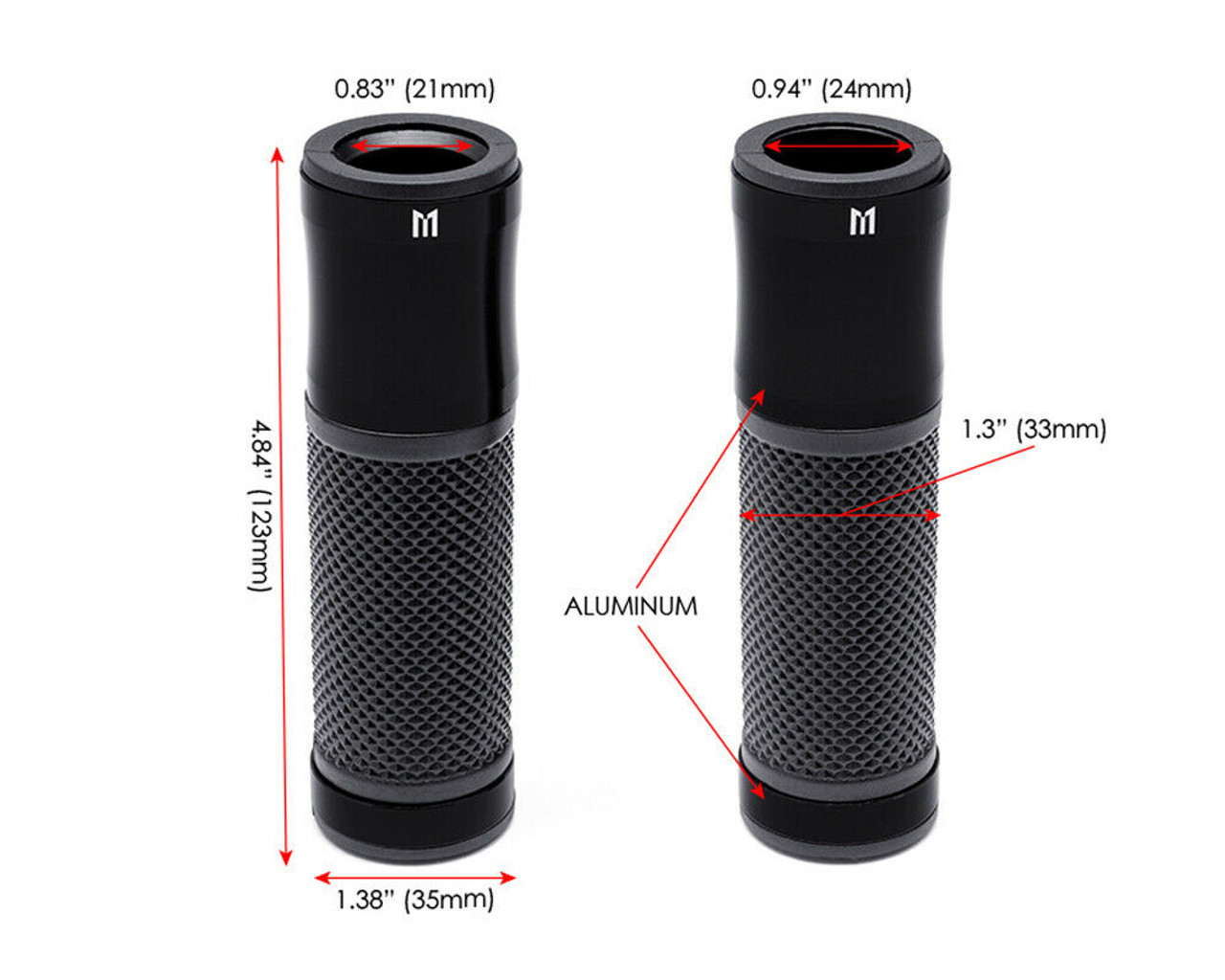 Motorcycle Black Hand Grips for 22mm 7/8