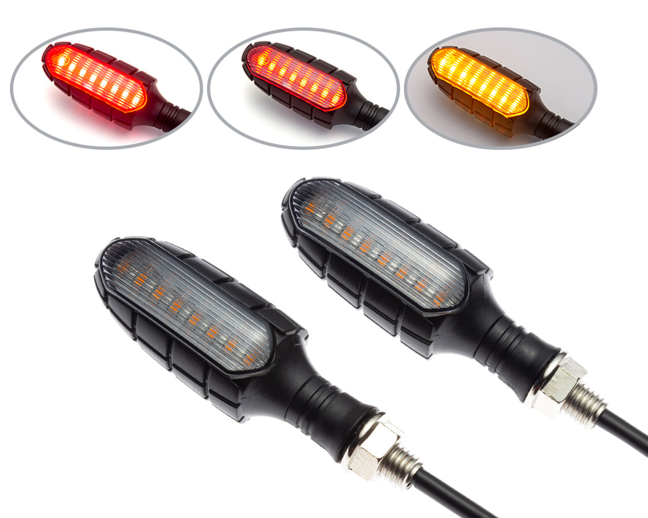 Motorbike Indicators LED Stop Tail Lights Integrated Blinkers Turn Signals  - Alchemy Parts