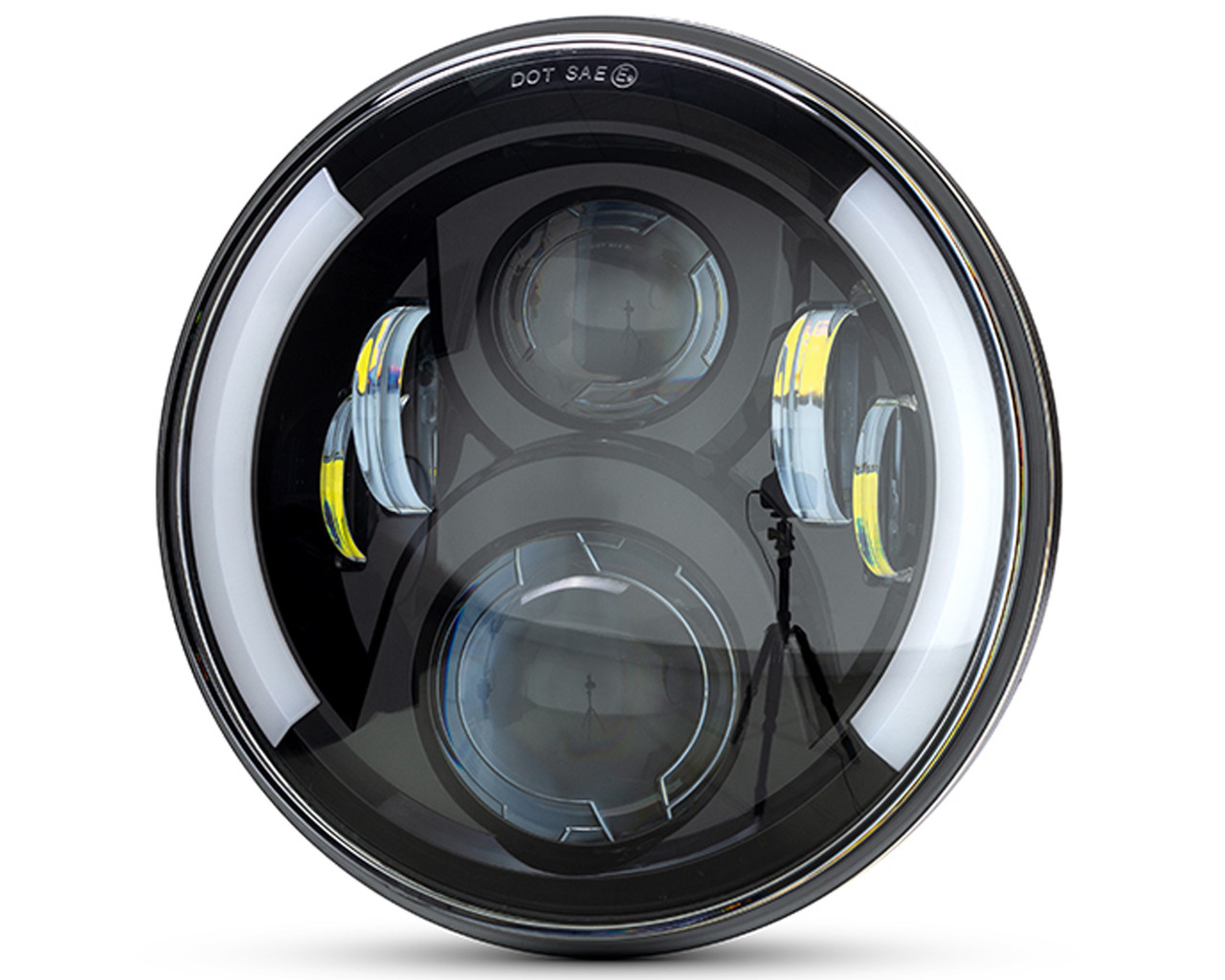 7 Inch Motorcycle Moto Led Headlights White DRL Halo Angel Eye + 4.5
