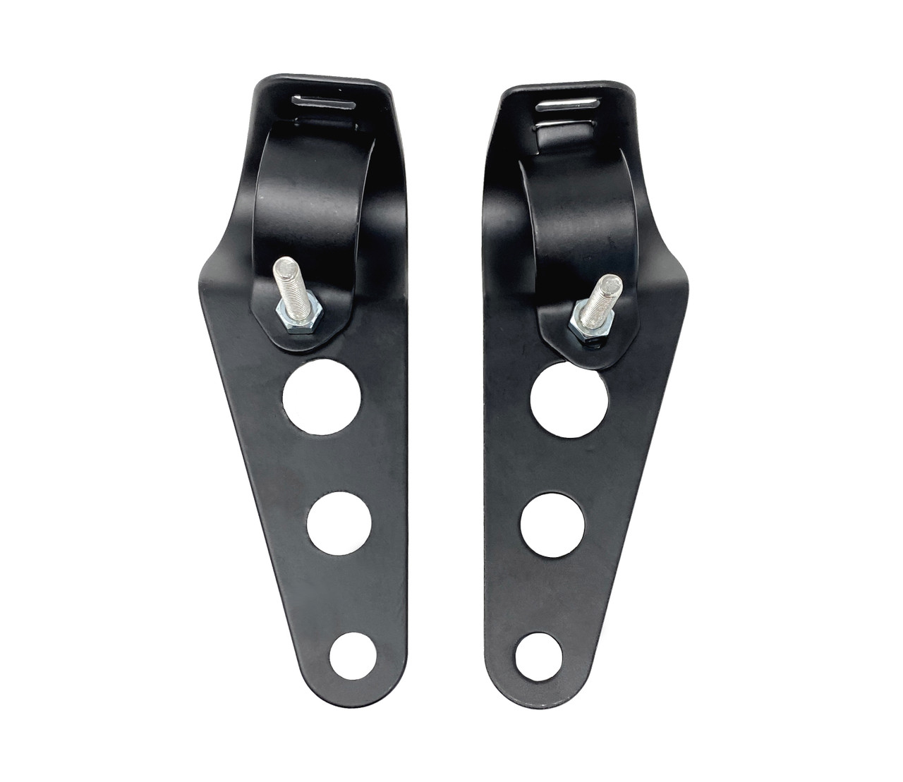 Pair Of Black Universal Fork Mount Headlight Brackets for Motorbike Fits:  32mm - 40mm