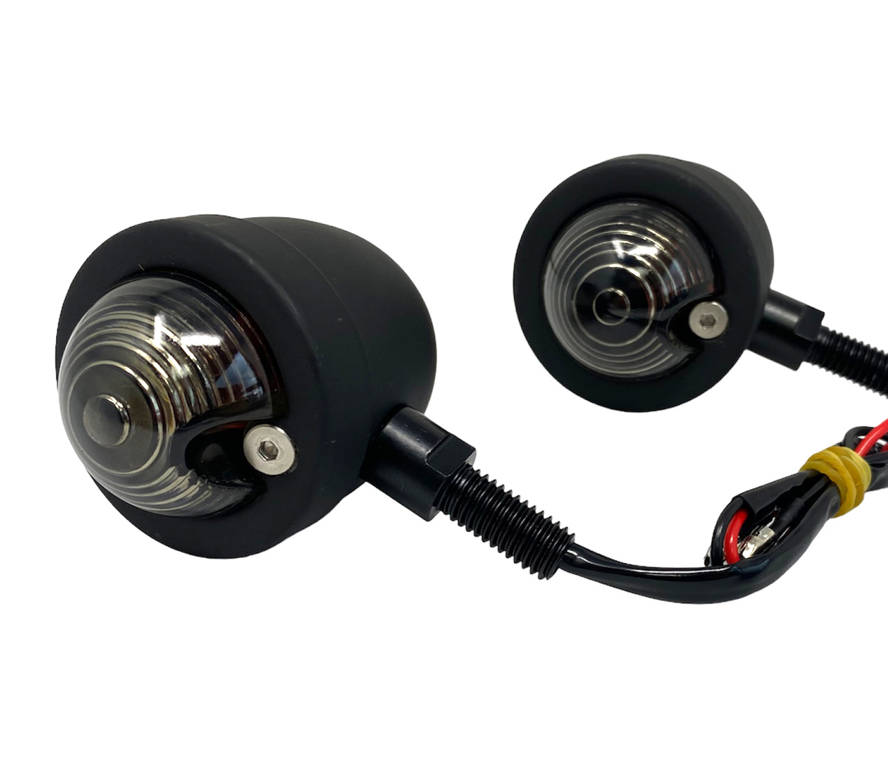 Big Port Bullet Classic LED Indicators – Cafe Racer, Bobber, Chopper – Black Pair