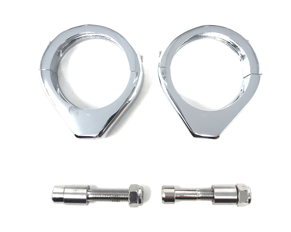 Chrome 49mm Fork Tube Relocation Clamp Turn Signal Indicator