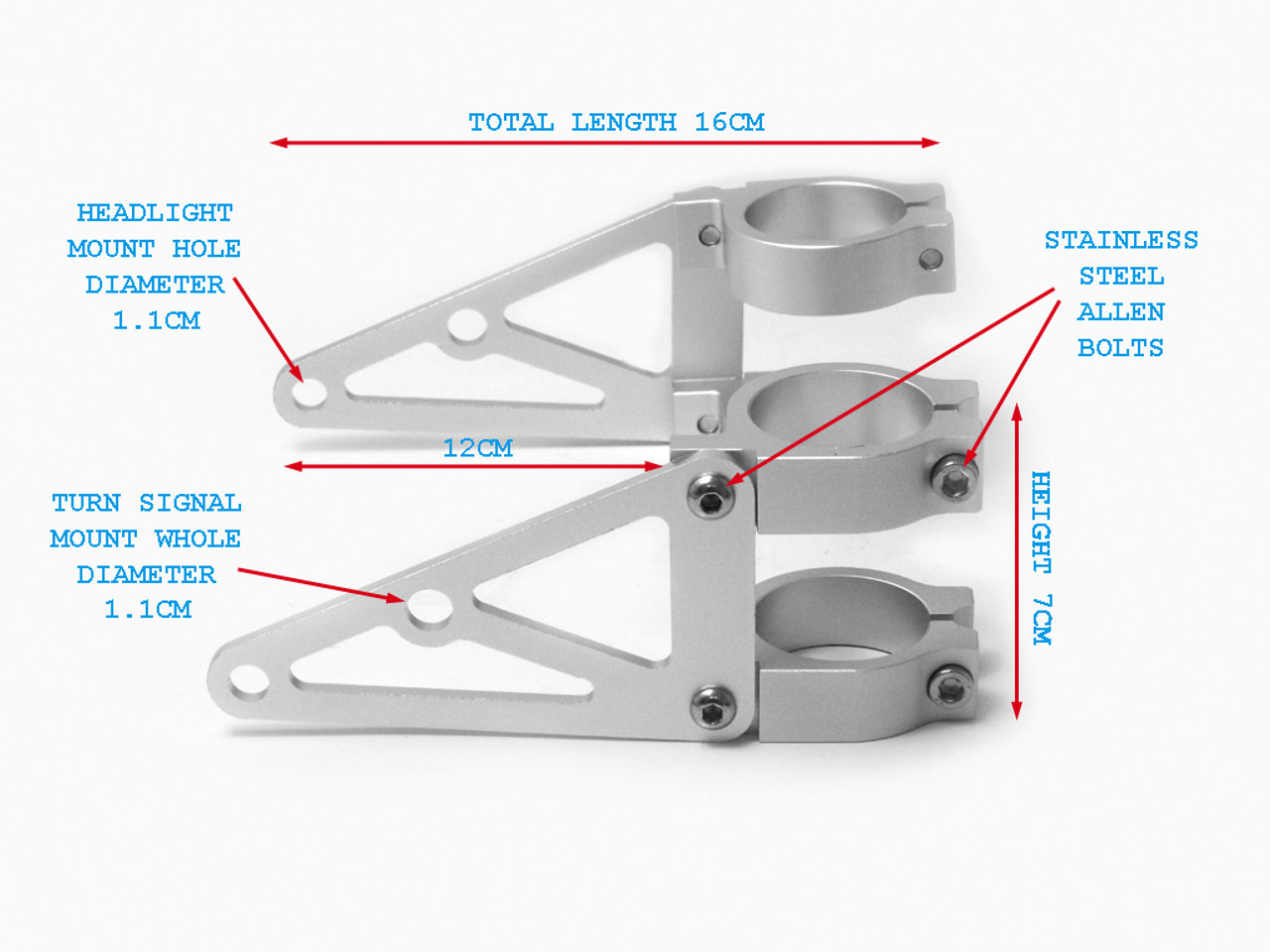 High Quality CNC Brushed Aluminium Fork Mounted Motorcycle Motorbike  Headlight Brackets (size options available)