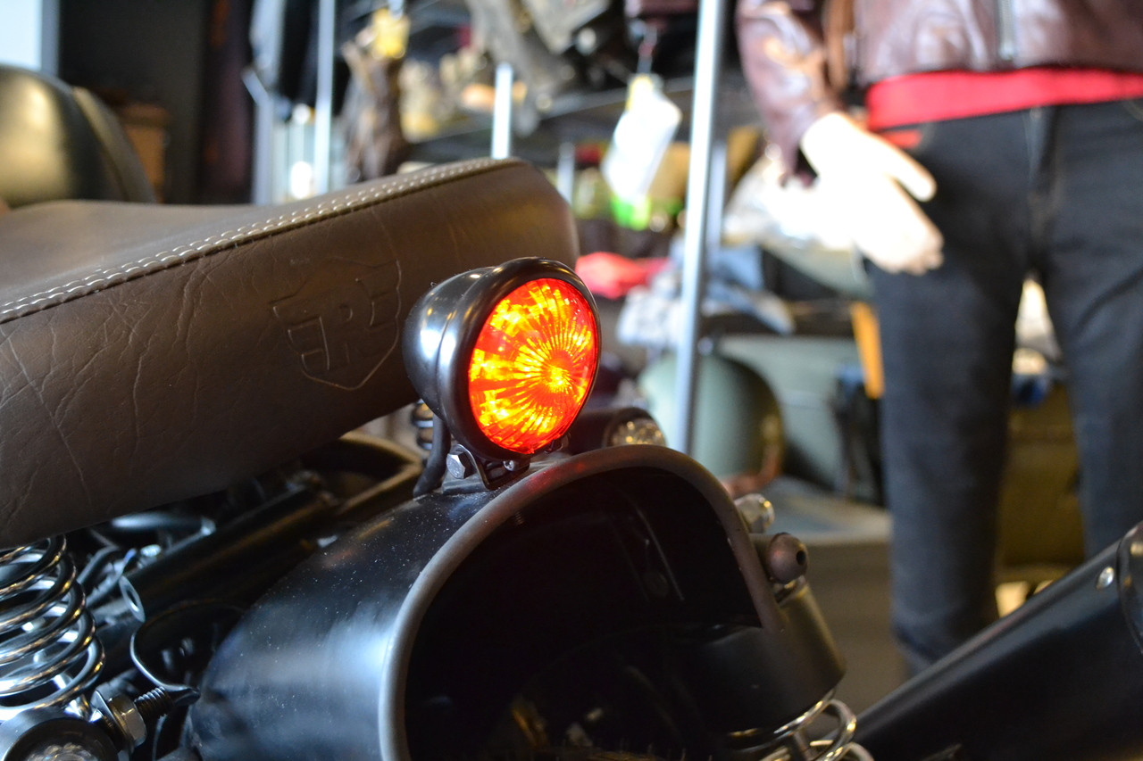 Gloss Black Steel E-marked LED Custom Stop Tail light Motorcycle