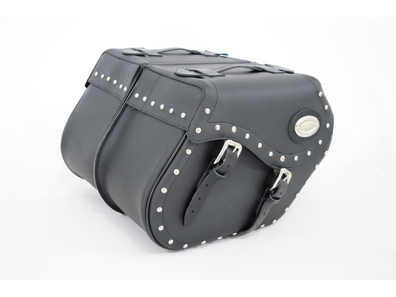 Black 38L Studded Iparex Saddlebags By Longride HC154A - Alchemy Parts Black 38L Studded Iparex Saddlebags By Longride HC154A - Alchemy Parts